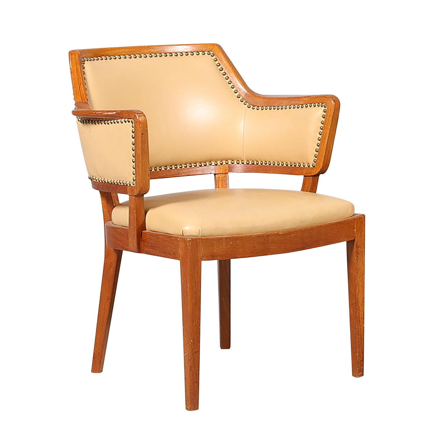 Pair of Vintage Swedish Birch Armchairs with Leather Upholstery, 1940s/50s
