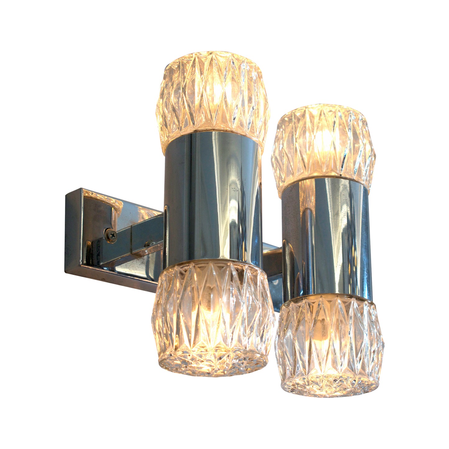 1970s Pair of Chrome and Glass Wall Lights by G. Sciolary, Italy