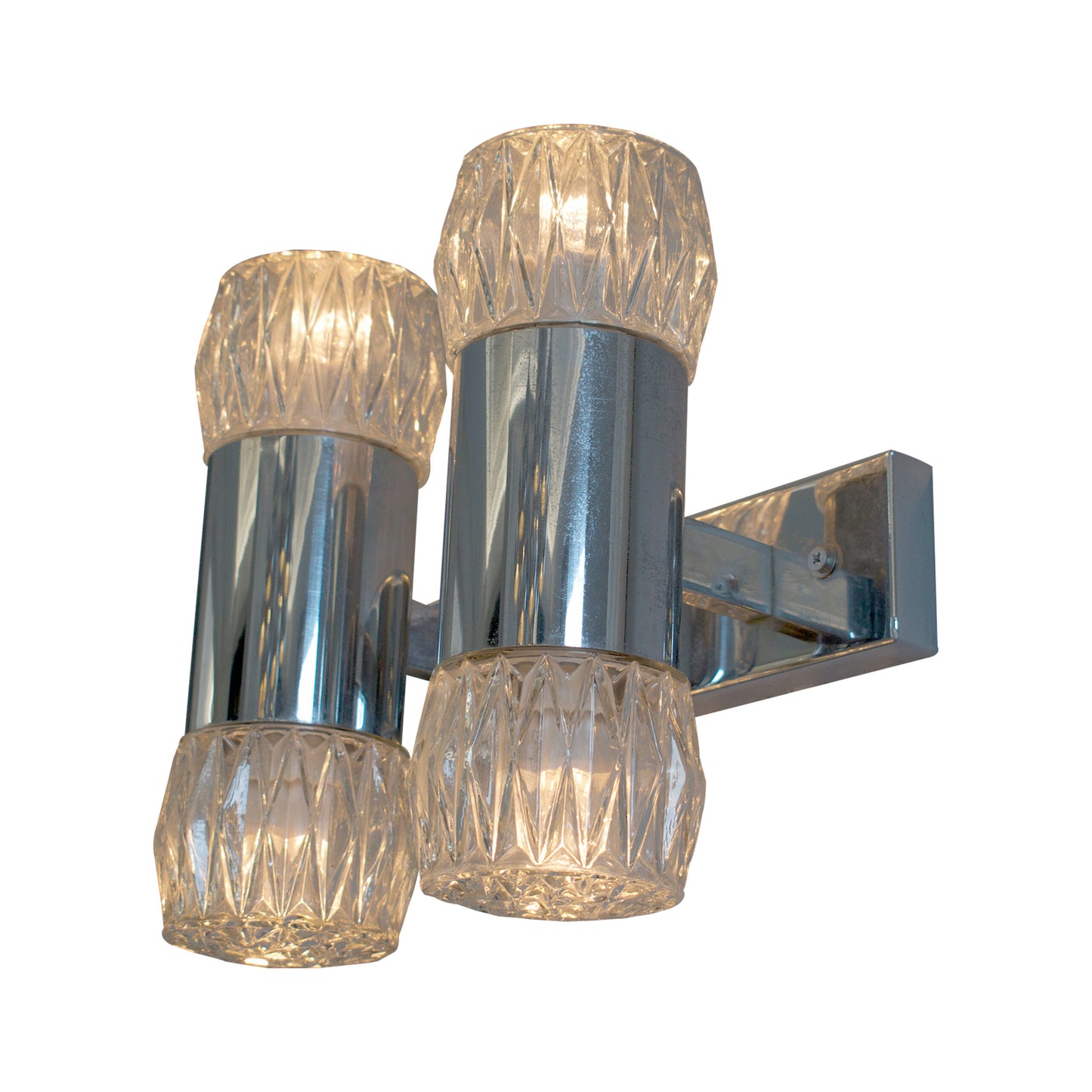1970s Pair of Chrome and Glass Wall Lights by G. Sciolary, Italy