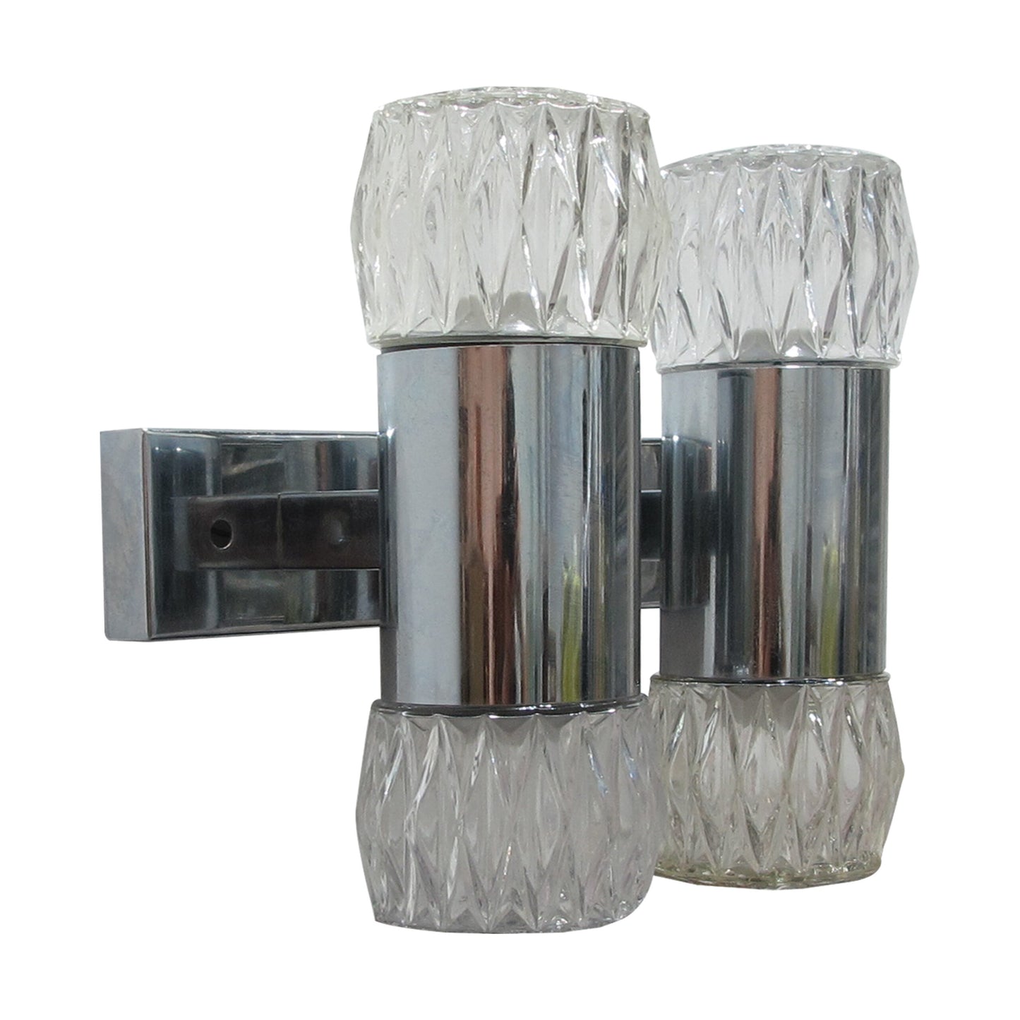 1970s Pair of Chrome and Glass Wall Lights by G. Sciolary, Italy