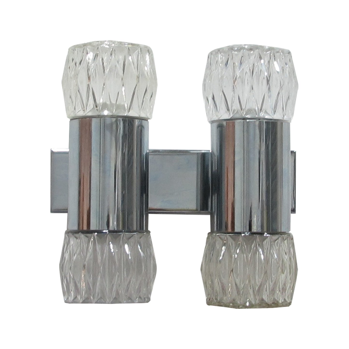 1970s Pair of Chrome and Glass Wall Lights by G. Sciolary, Italy