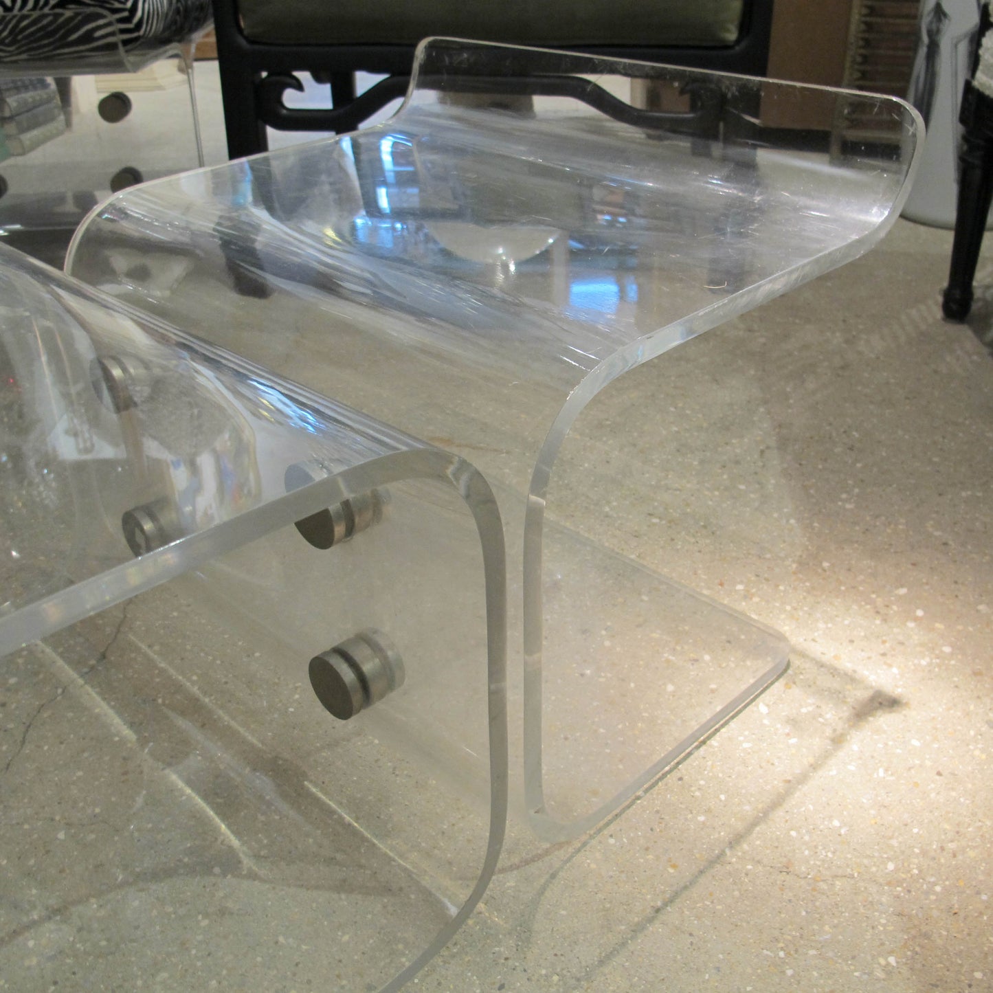 Pair of American Perspex Stools with Zebra Cushions, 1970s