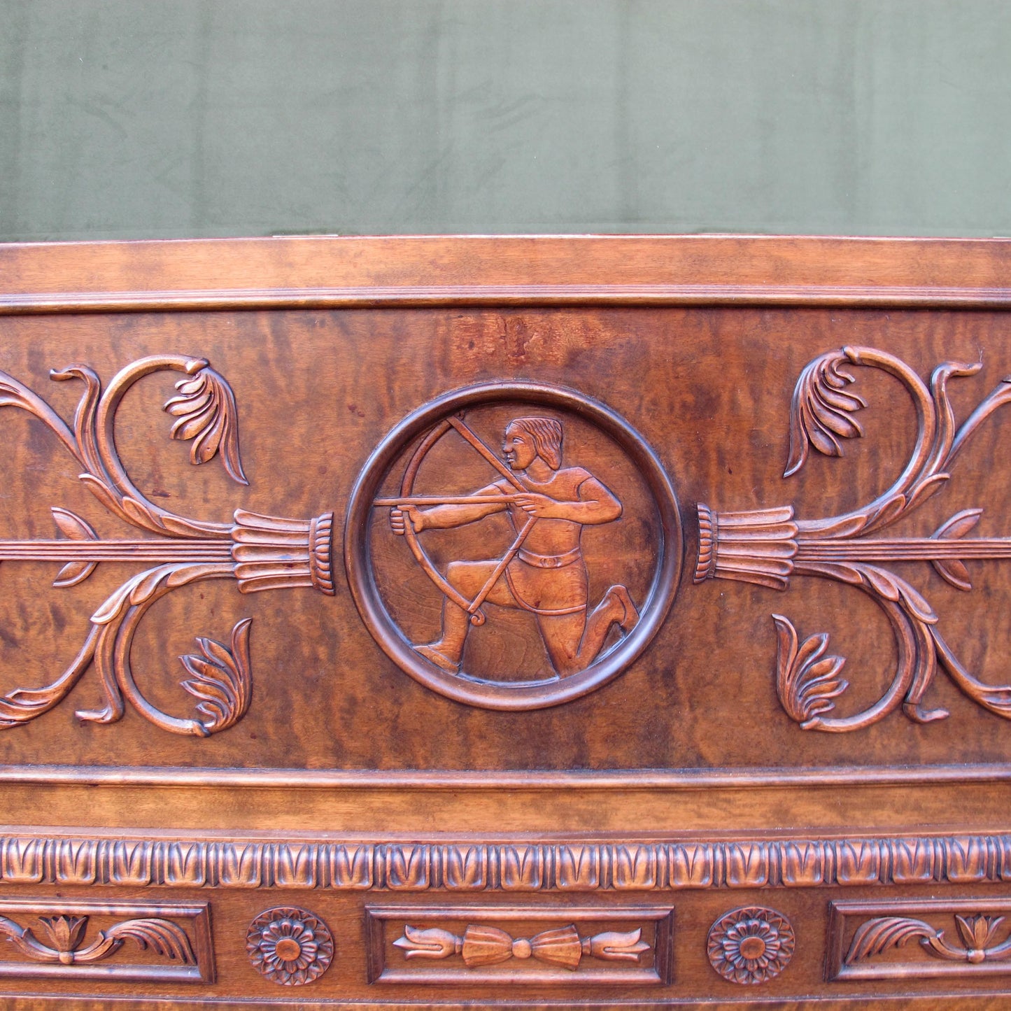 Mid-century Swedish Bench - Coffer - Blanket Box with Carvings