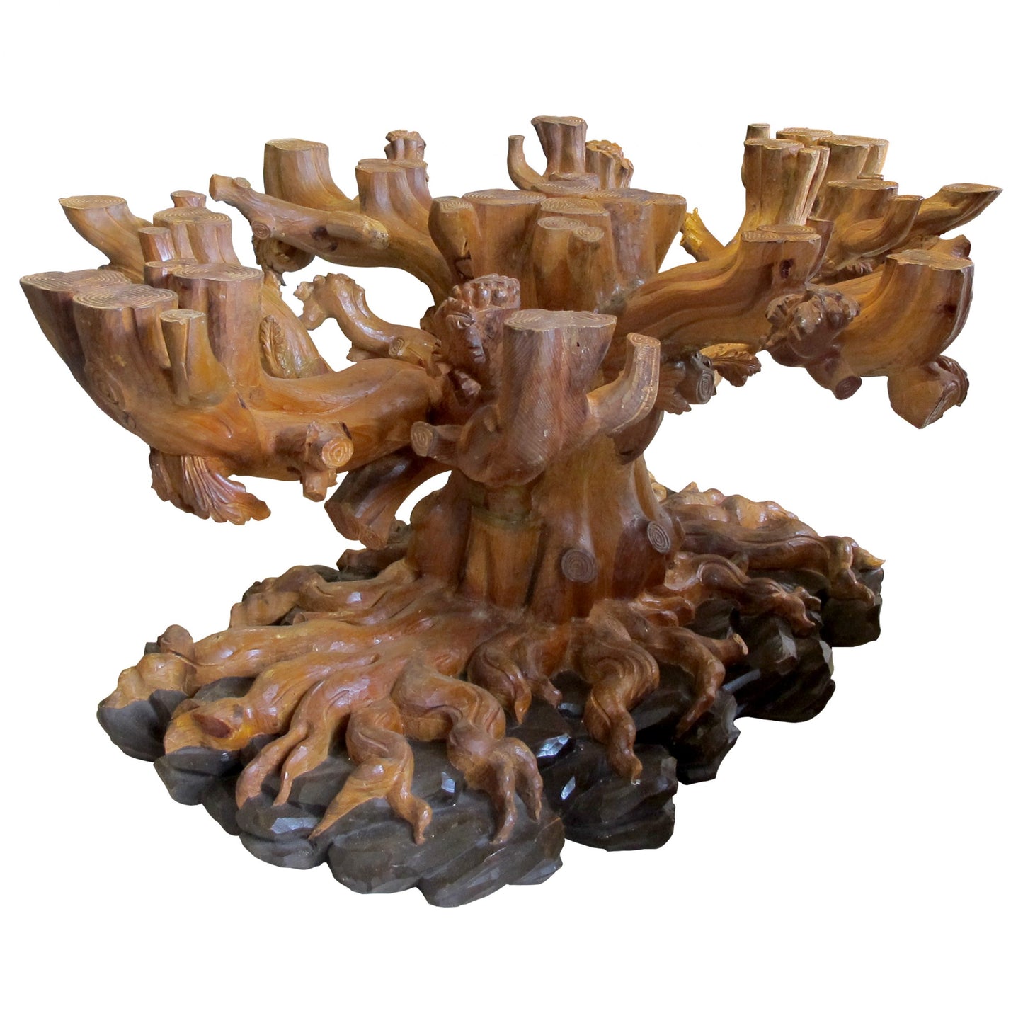 1960s Italian Hand-Carved Tree Shaped Large Dining/Centre Table Base by Bartolozzi e Maioli