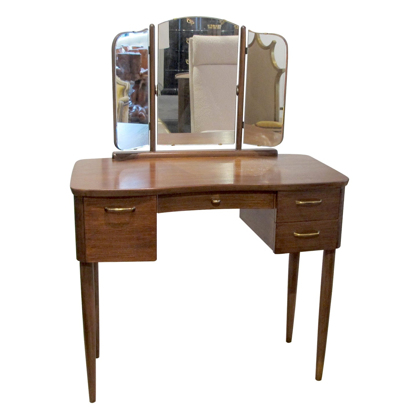 1940s Scandinavian Vanity Dressing Table With Its Triptych Mirror