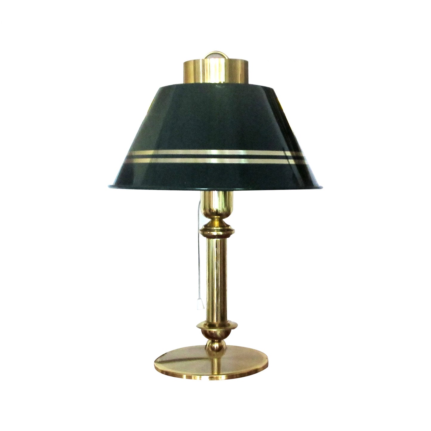 Swedish 1970s Large Brass Desk Table Lamp with Green Metal Shade