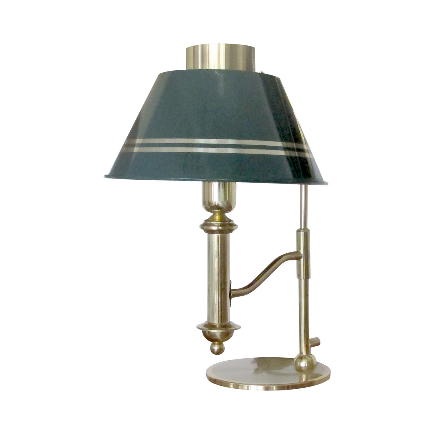 Swedish 1970s Large Brass Desk Table Lamp with Green Metal Shade