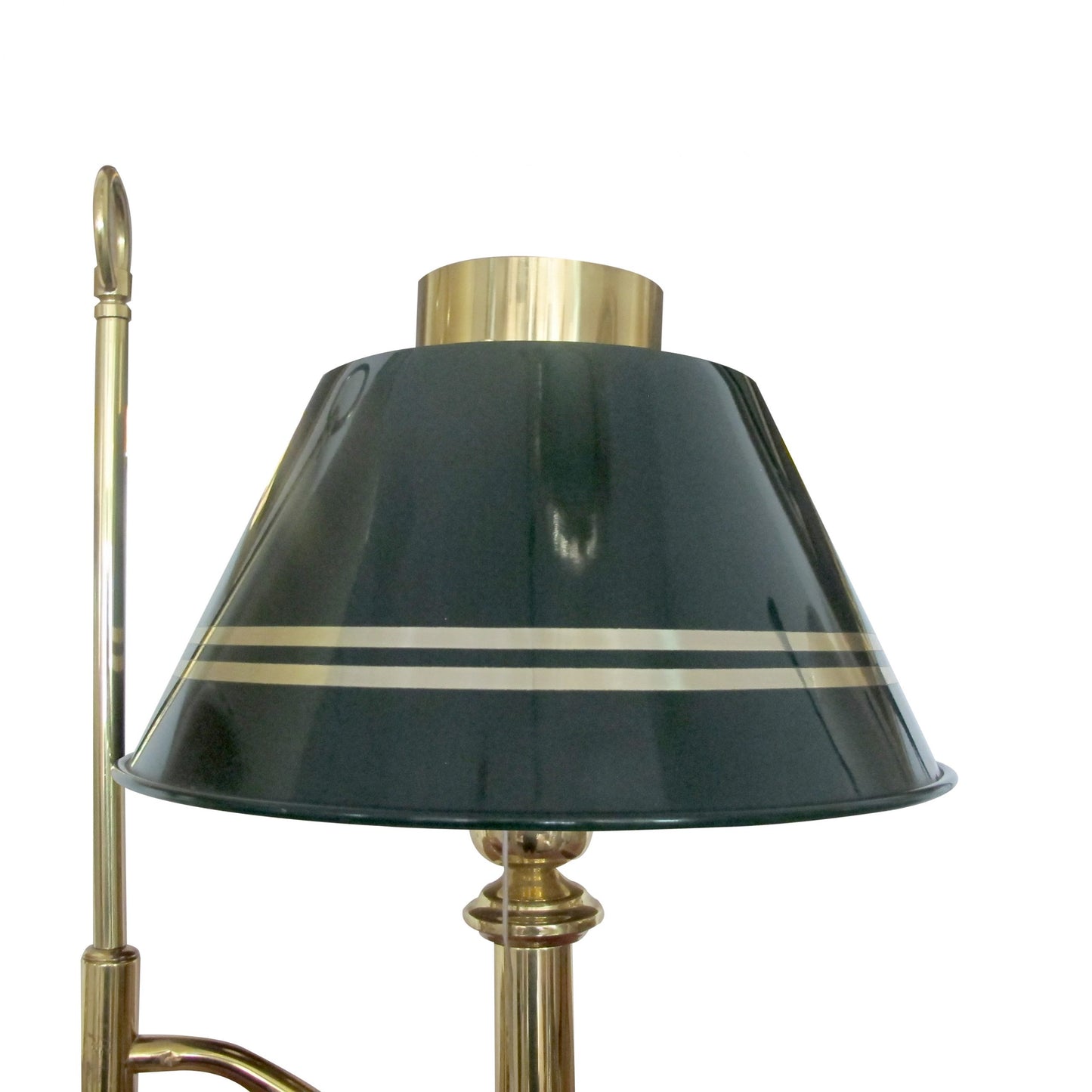 Swedish 1970s Large Brass Desk Table Lamp with Green Metal Shade