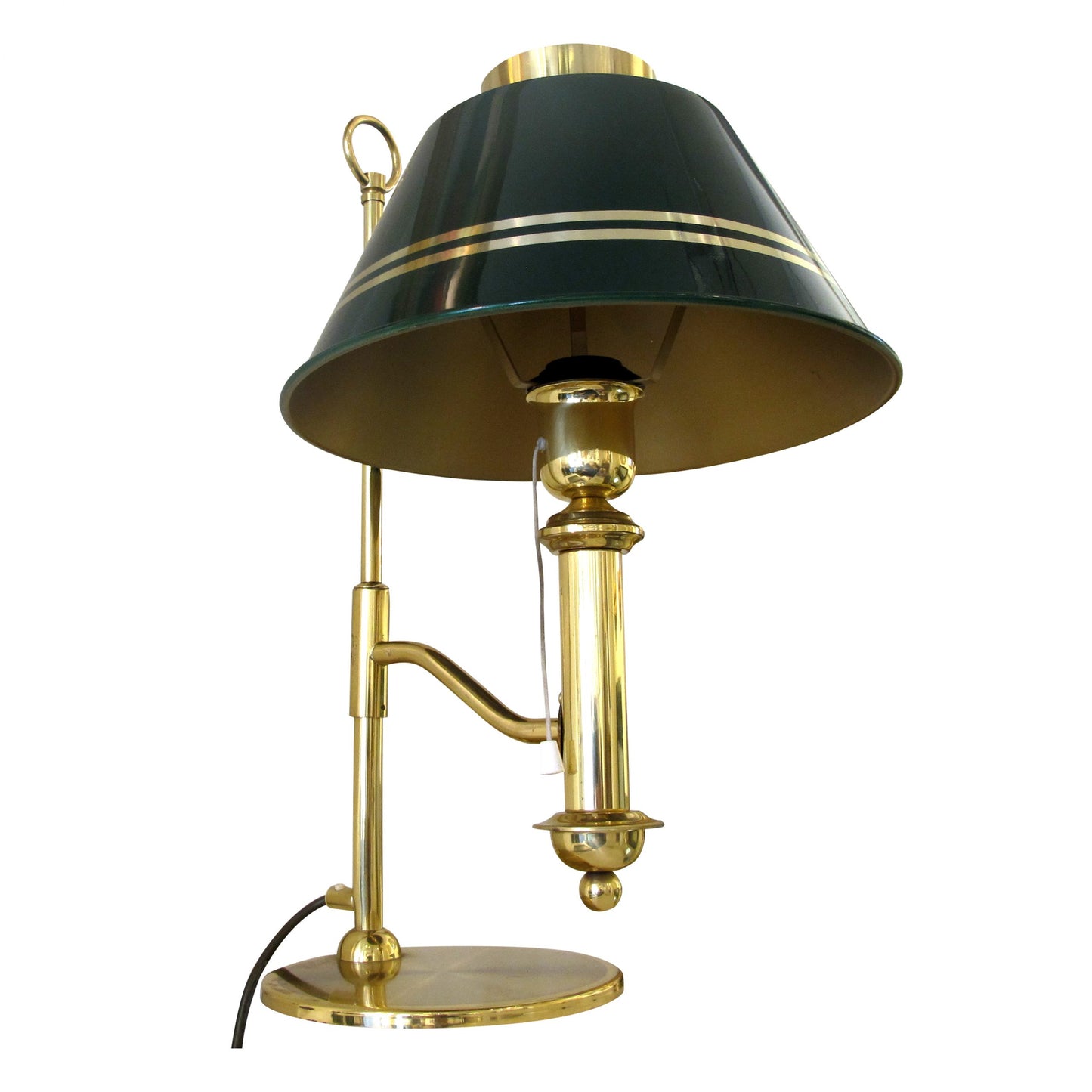 Swedish 1970s Large Brass Desk Table Lamp with Green Metal Shade