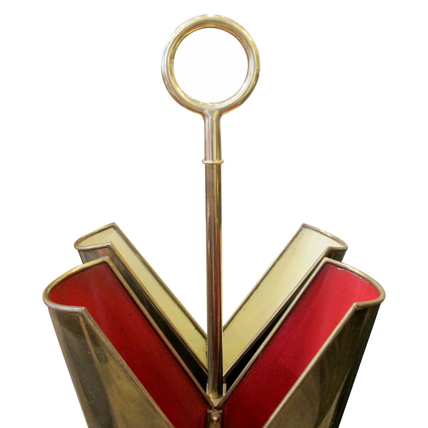 1950s Italian Brass and Metal Umbrella Stand with Cast Iron Base