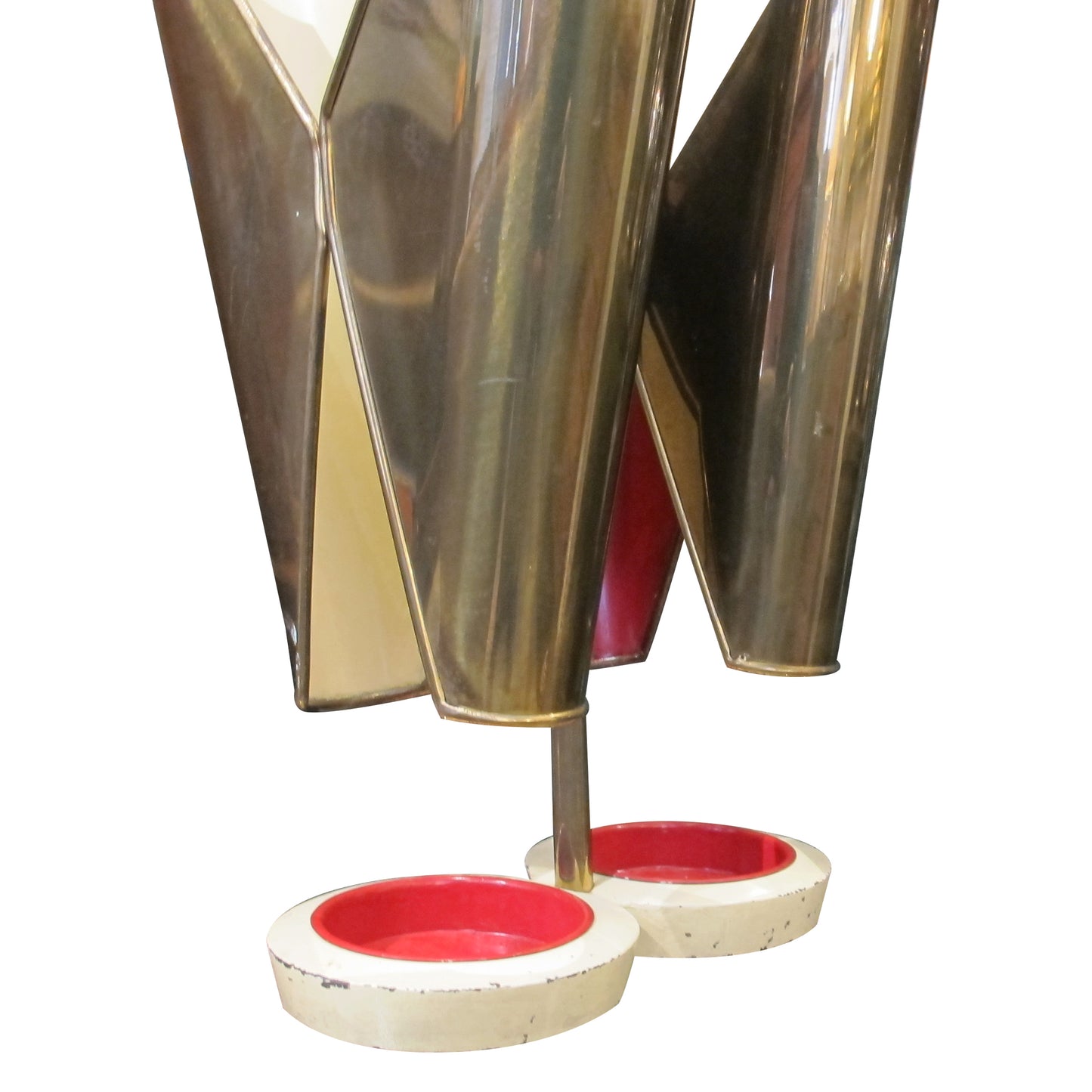1950s Italian Brass and Metal Umbrella Stand with Cast Iron Base
