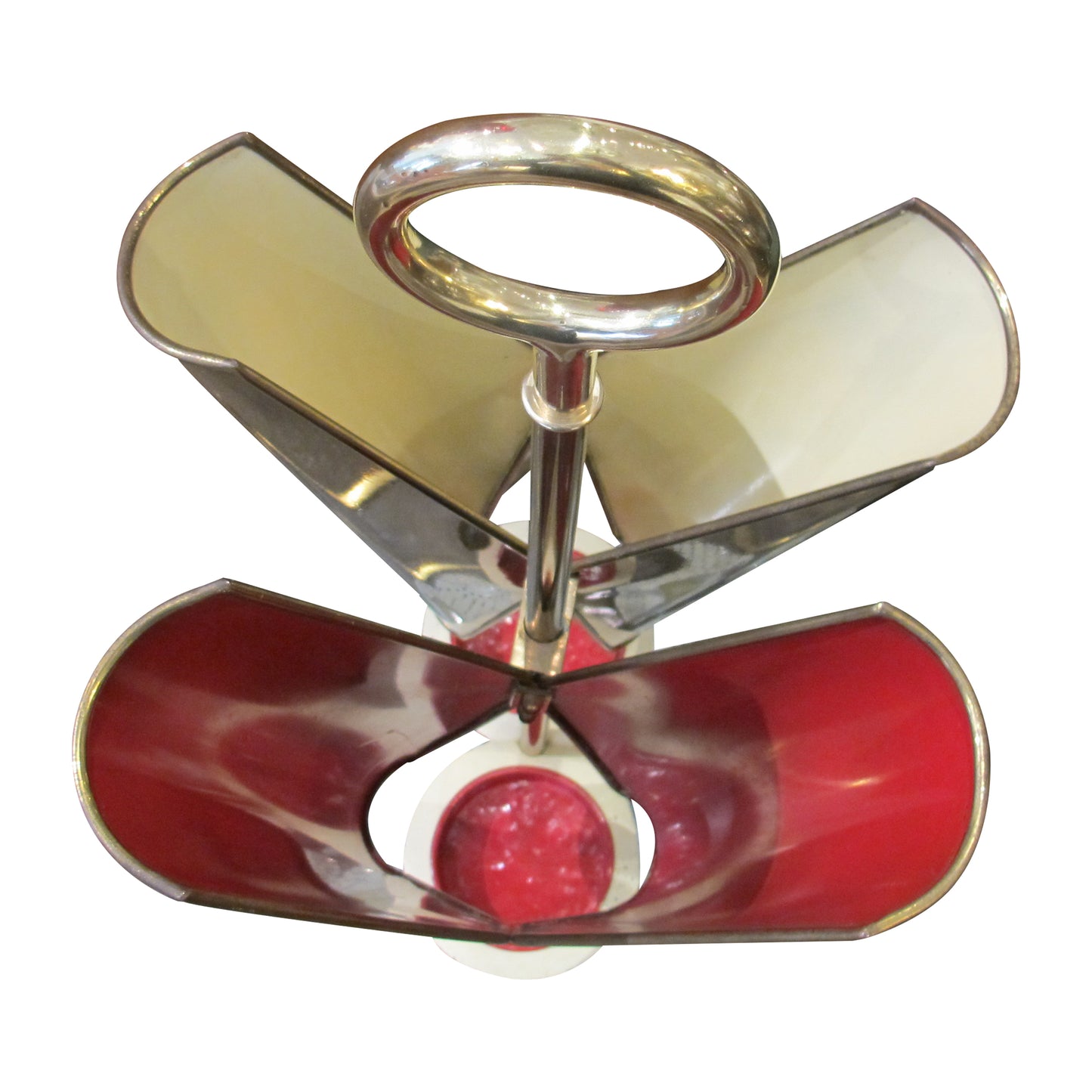 1950s Italian Brass and Metal Umbrella Stand with Cast Iron Base
