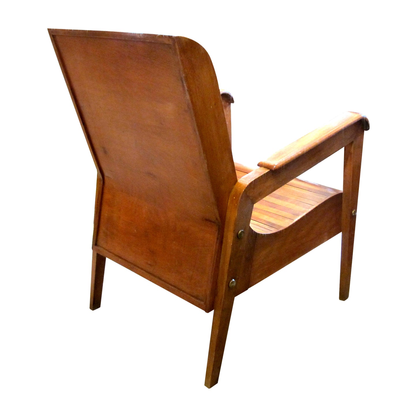 Mid-Century Pair of Wood-Slatted Curved Chair, Italian