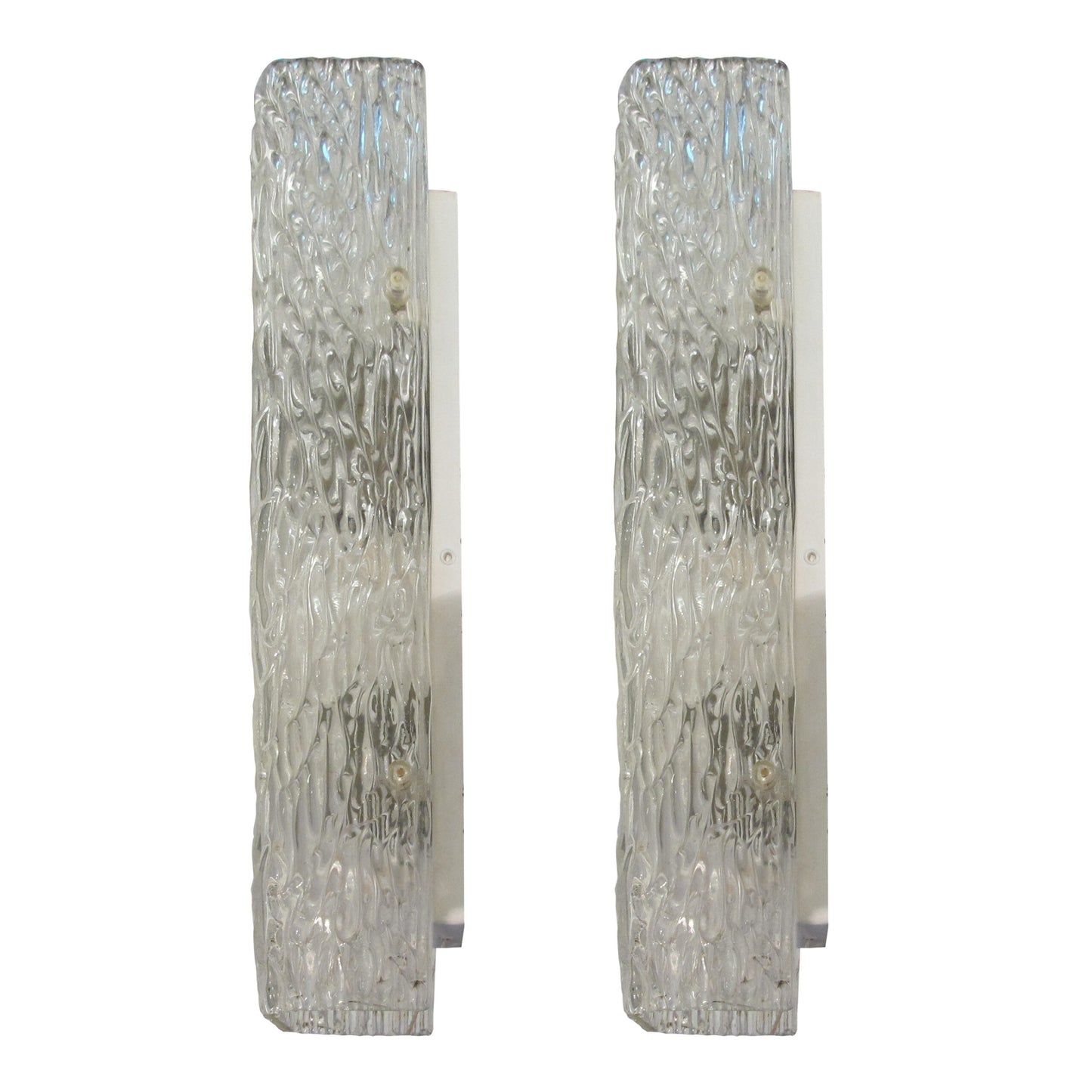 1960s German Ice Glass Pair of Large Rectangular Wall Lights by Kalmar