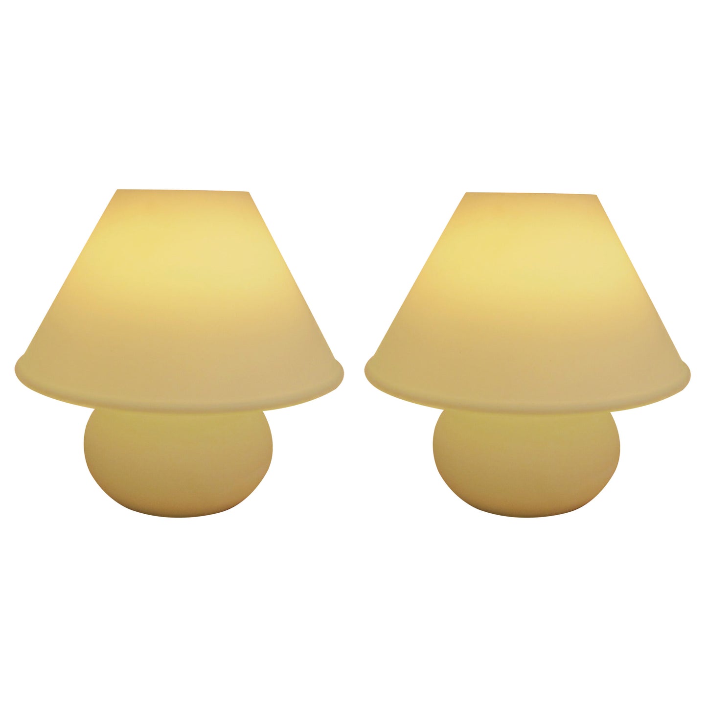 Pair of White Glass Mushroom Table Lamps by Glashütte Limburg, 1960s