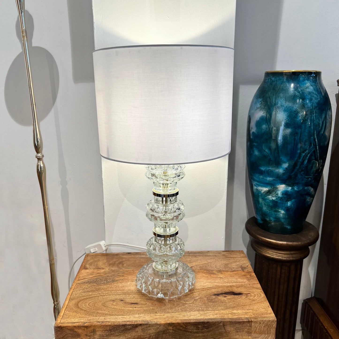 Pair of Sculptural Swedish Glass Table Lamps, 1970s
