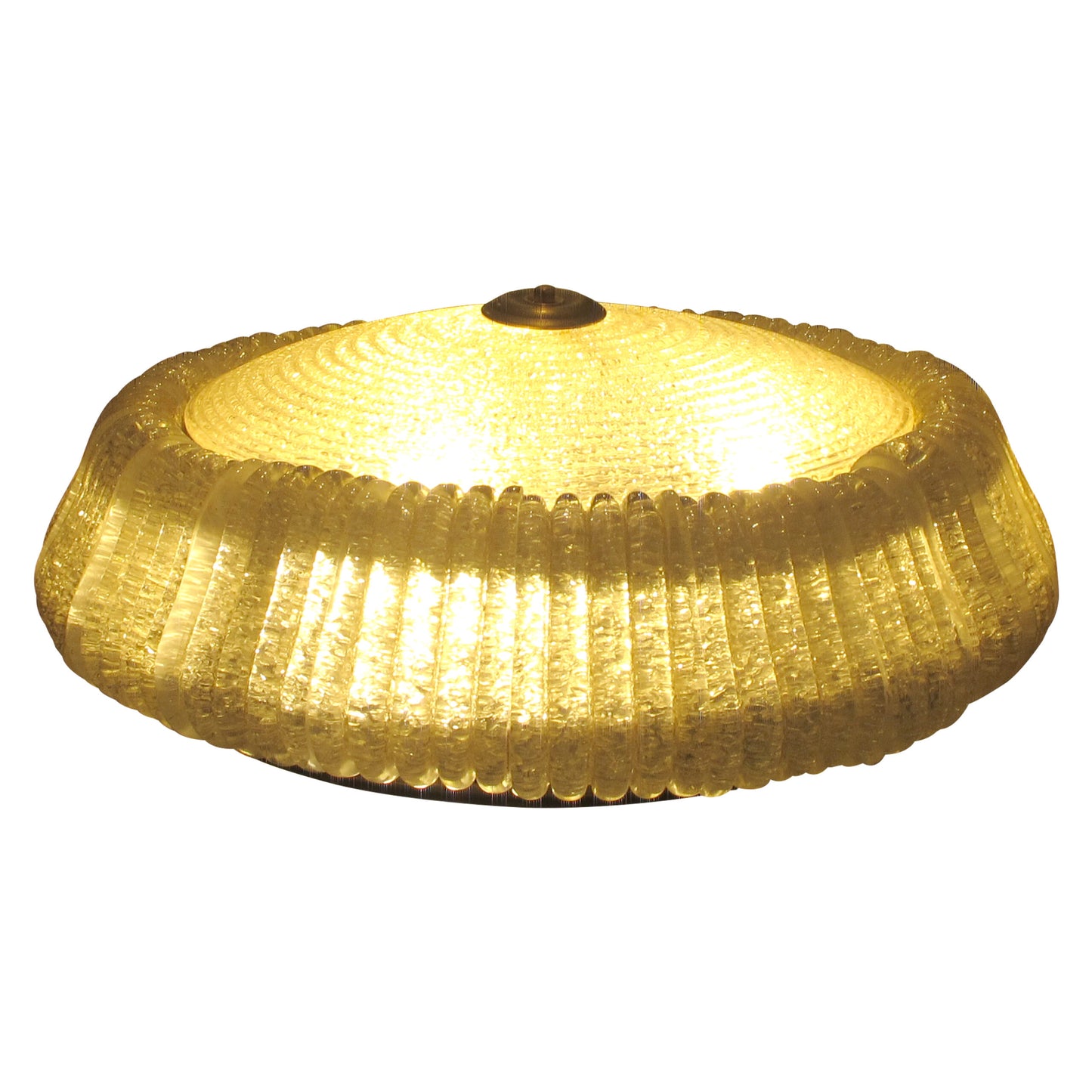 Mid-Century Round Glass Ceiling Light By Seguso Vetri D’Arte, Italian