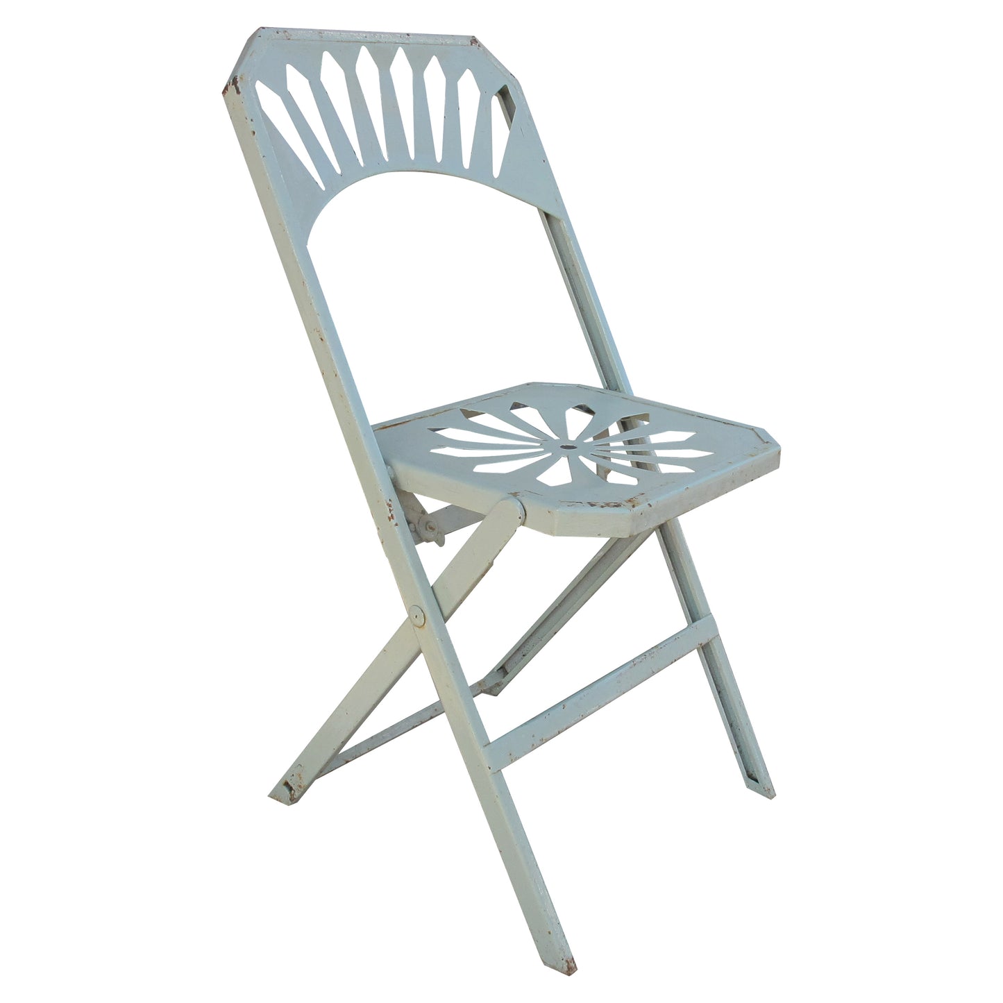 Set of Eight French Metal Folding Garden Chairs, 1950s