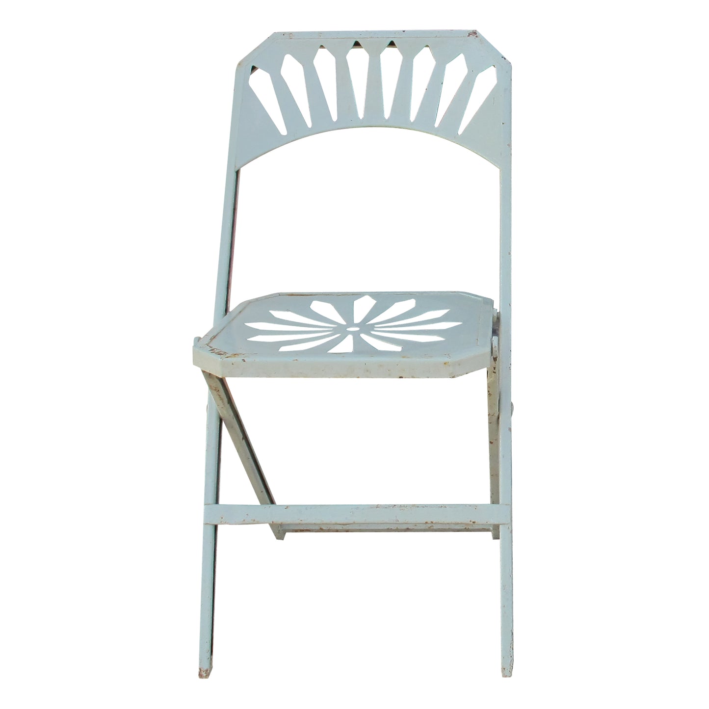 Set of Eight French Metal Folding Garden Chairs, 1950s