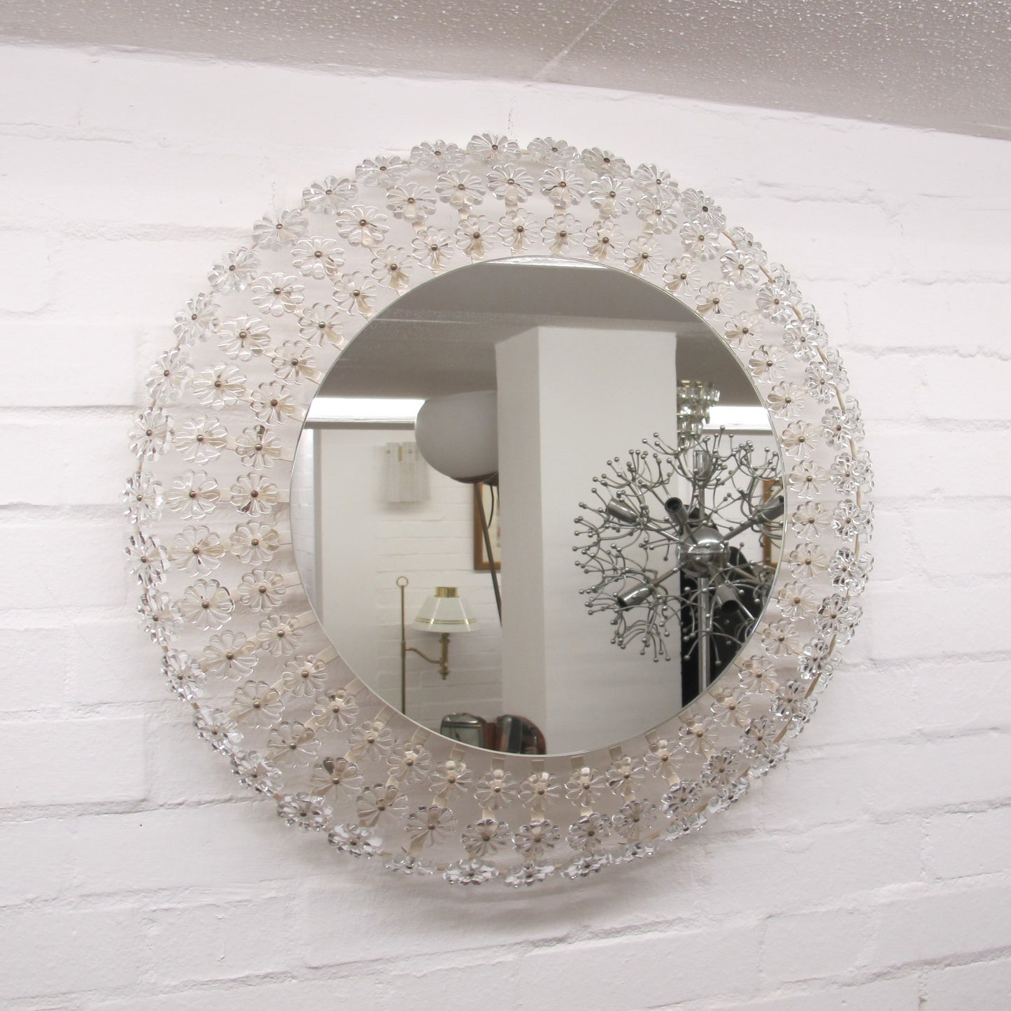 Large Backlit Mirror with Crystal Flowers by Emil Stejnar for Rupert Nikoll, Austria, 1950s