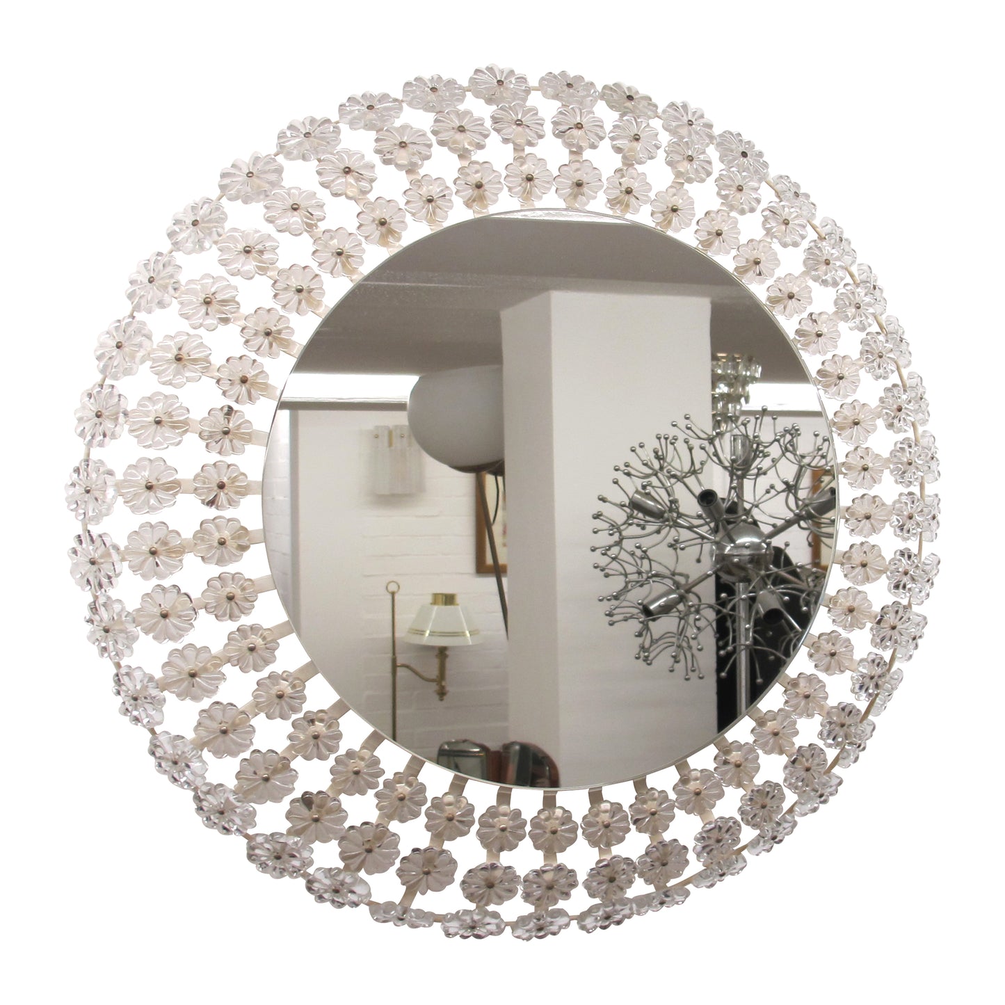Large Backlit Mirror with Crystal Flowers by Emil Stejnar for Rupert Nikoll, Austria, 1950s