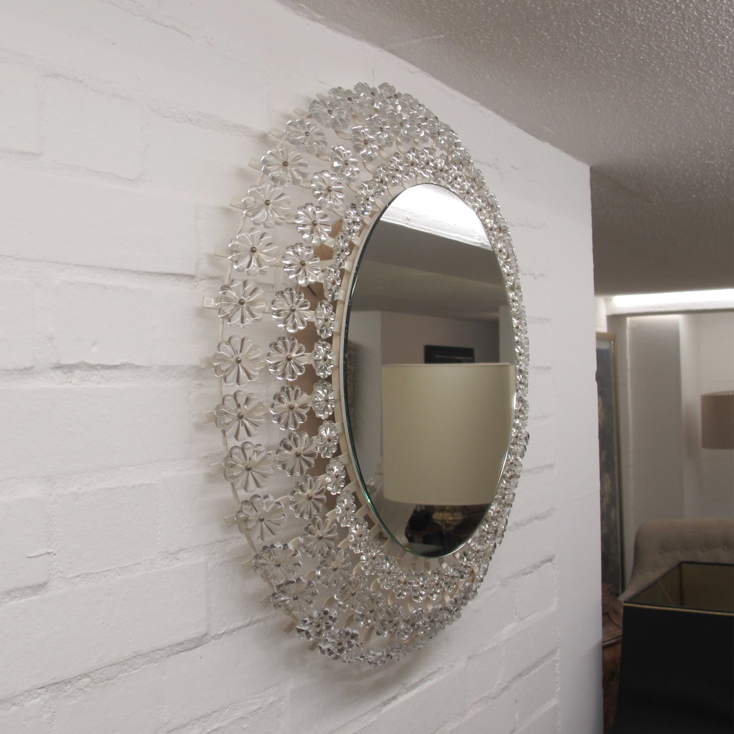 Large Backlit Mirror with Crystal Flowers by Emil Stejnar for Rupert Nikoll, Austria, 1950s