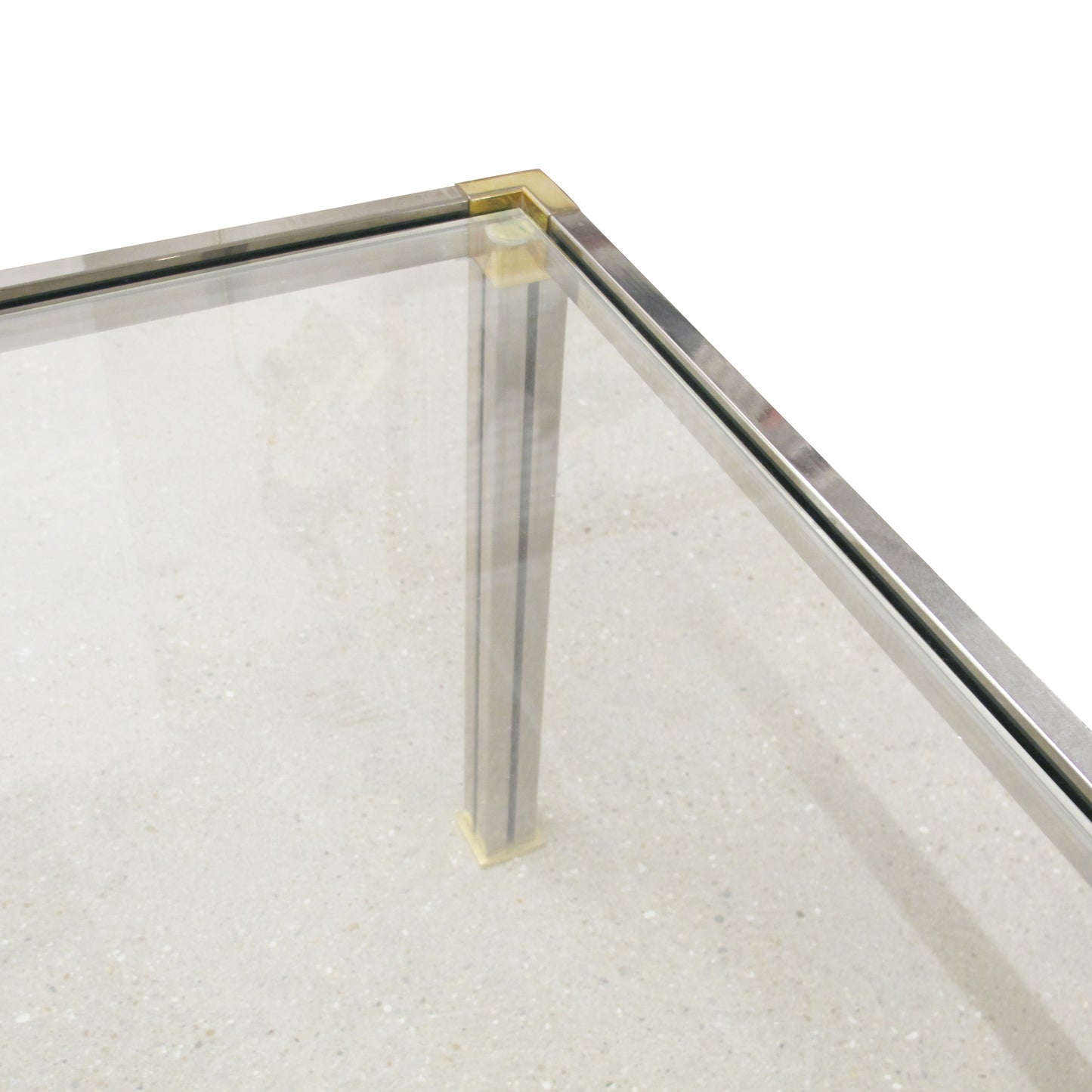 Pair of Chrome and Brass Side Tables with Clear Glass Tops, Belgium, 1970s