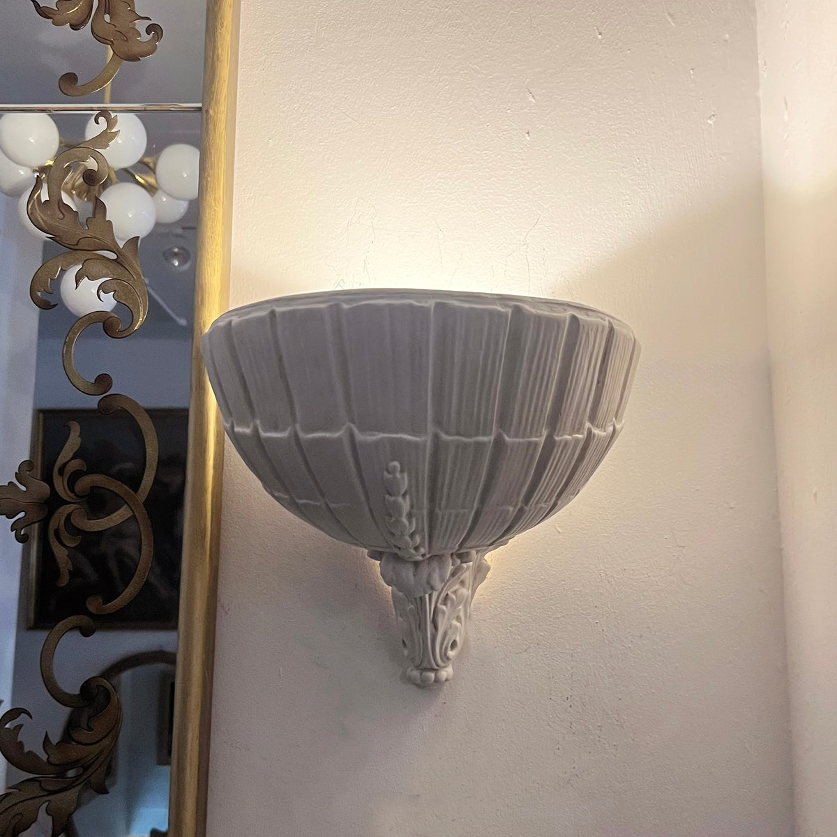 Pair of Scallop Shell Plaster Wall lights, English, 1960s