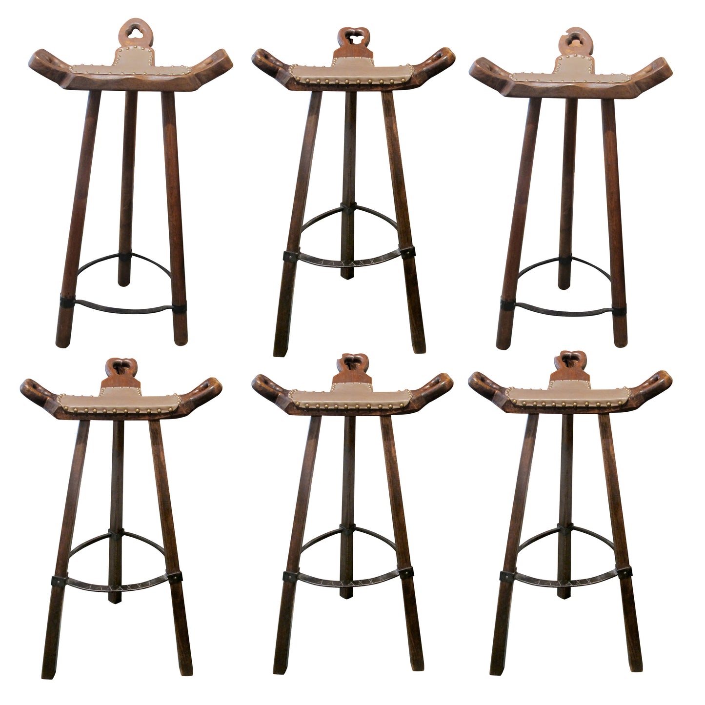 Set of 6 Sculptural Barstools by Sergio Rodrigues in Brazilian Hardwood