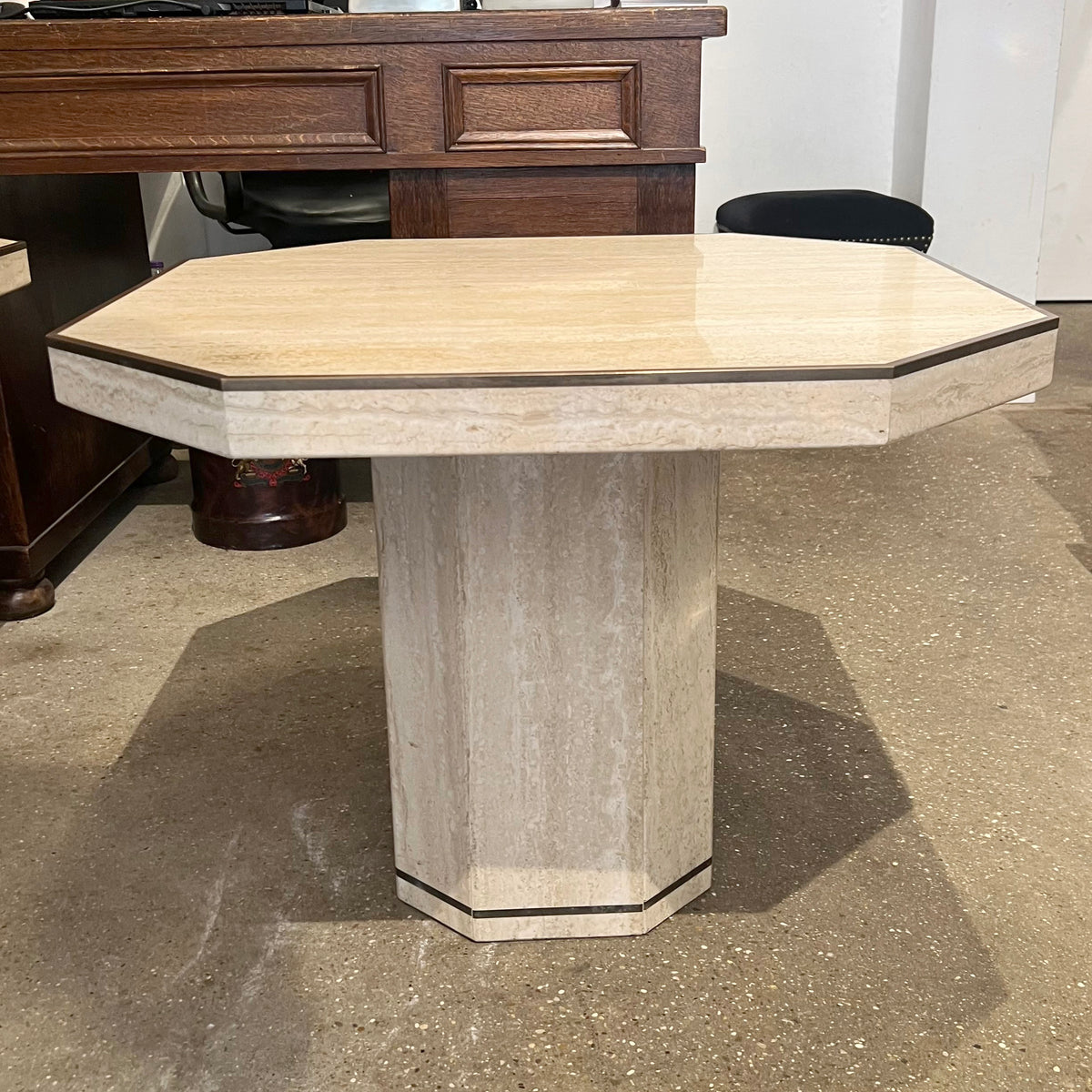 Pair of Vintage Travertine Tables by Willy Rizzo for Jean Charles, 1970s
