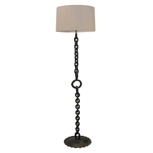 1950s Belgian Industrial Floor Lamp with Naval Chain Link Base