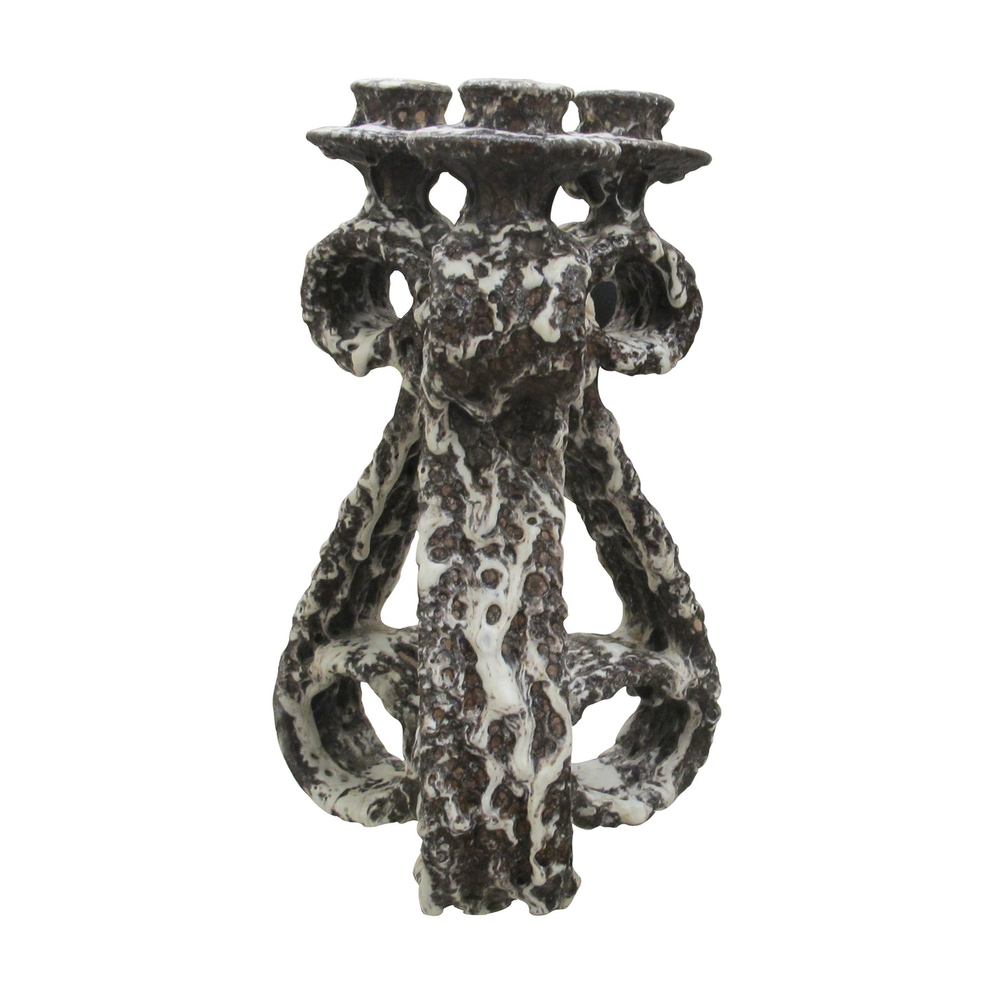 Pair of 1950s Fat Lava Candlesticks by Marius Giuge from Vallauris, French