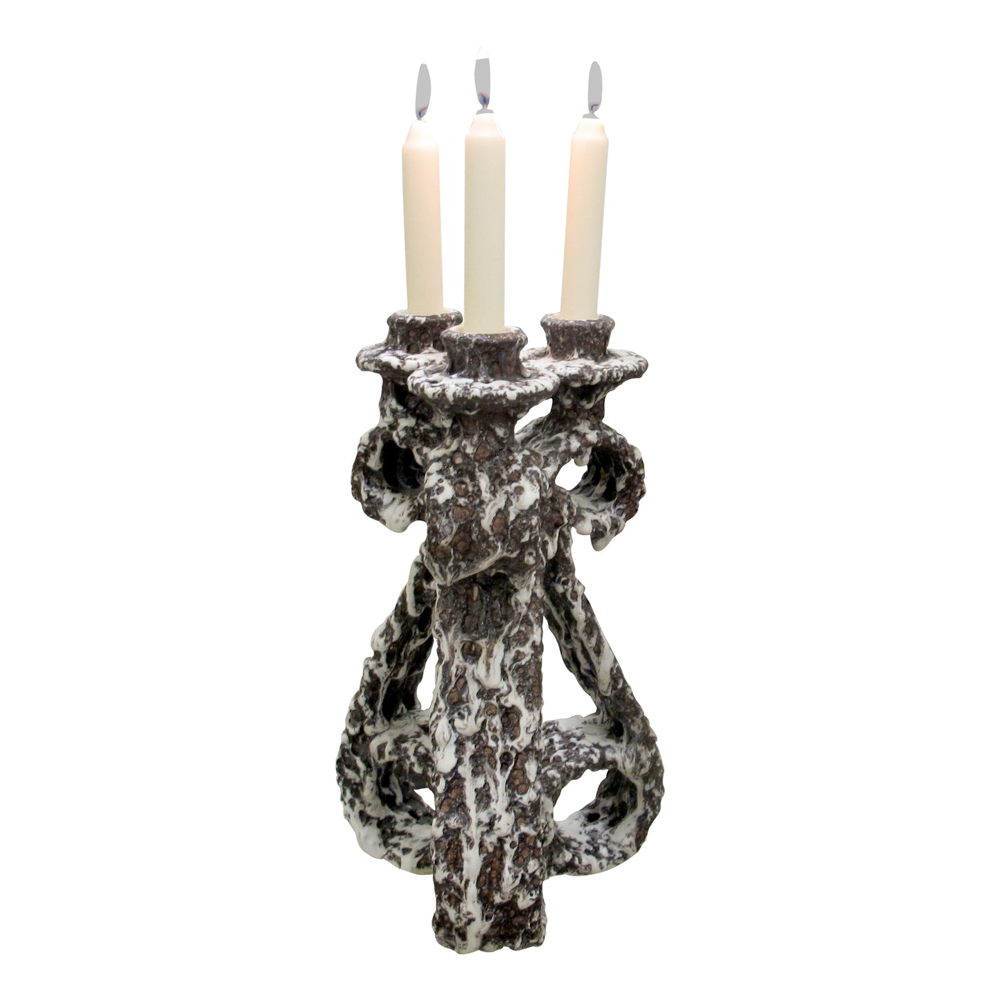Pair of 1950s Fat Lava Candlesticks by Marius Giuge from Vallauris, French