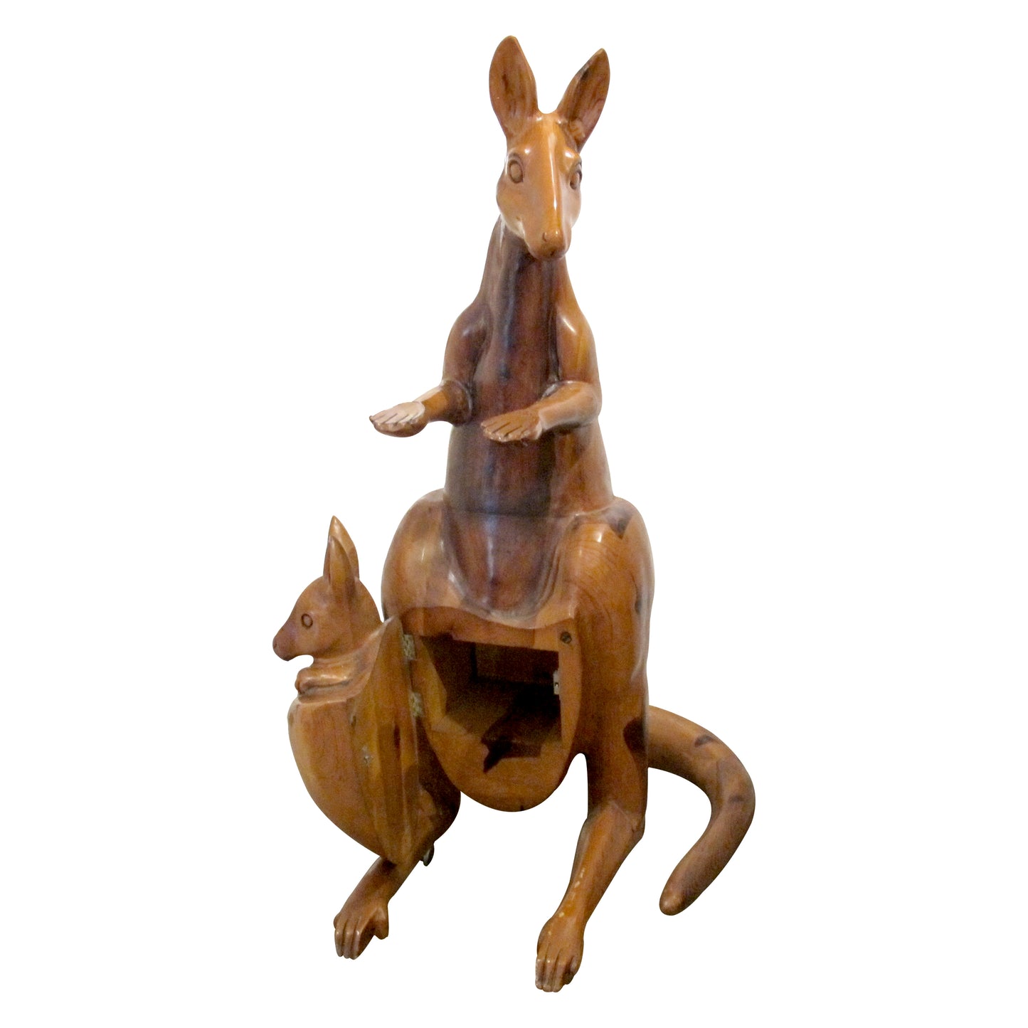 Life-Size Oak Kangaroo Sculpture on Wheels, Spain, 1960s