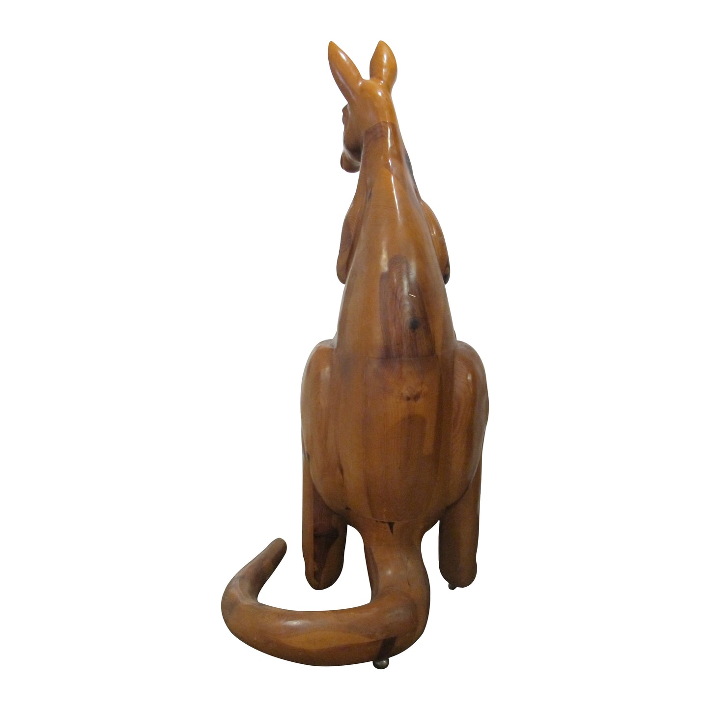 Life-Size Oak Kangaroo Sculpture on Wheels, Spain, 1960s