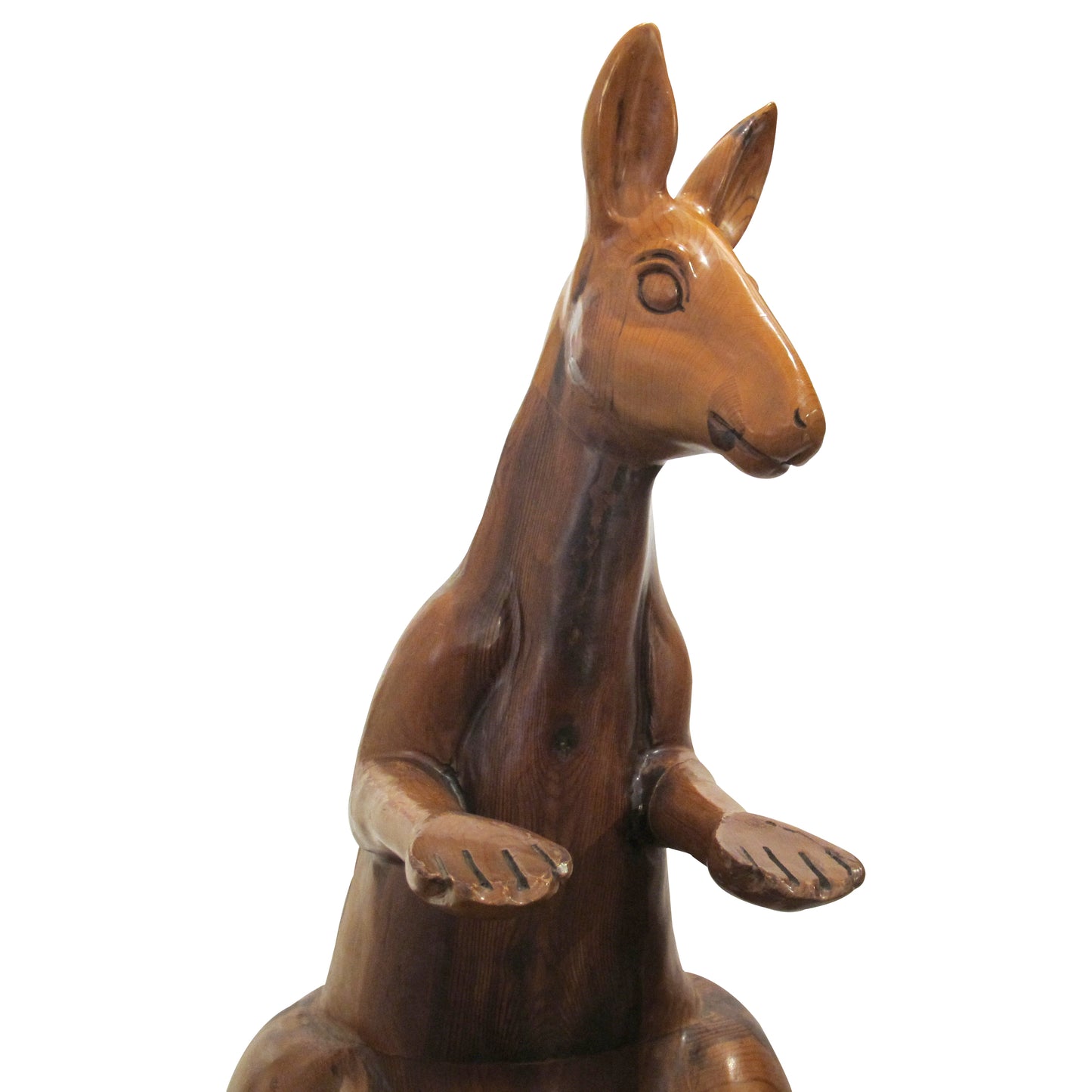 Life-Size Oak Kangaroo Sculpture on Wheels, Spain, 1960s