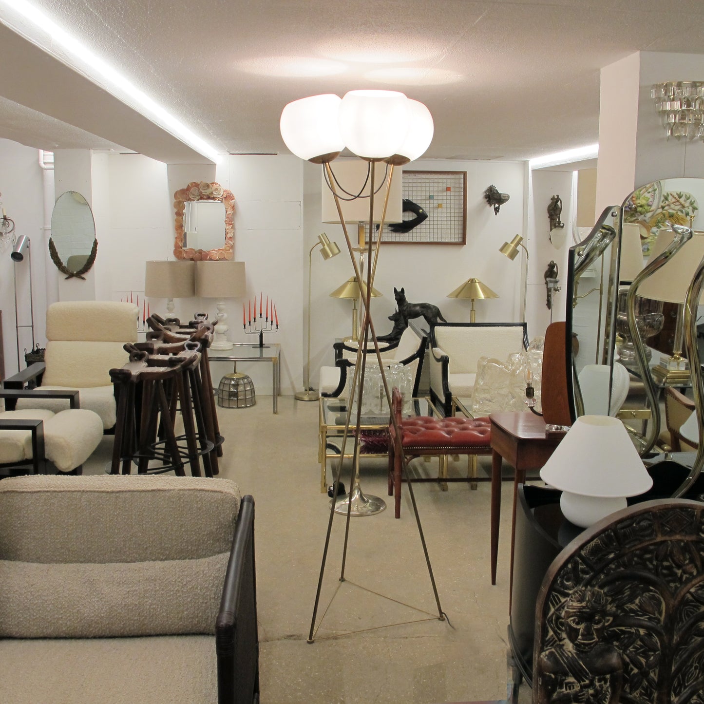 Sculptural Tripod Floor Lamp with Three Glass Globes, Germany 1970s