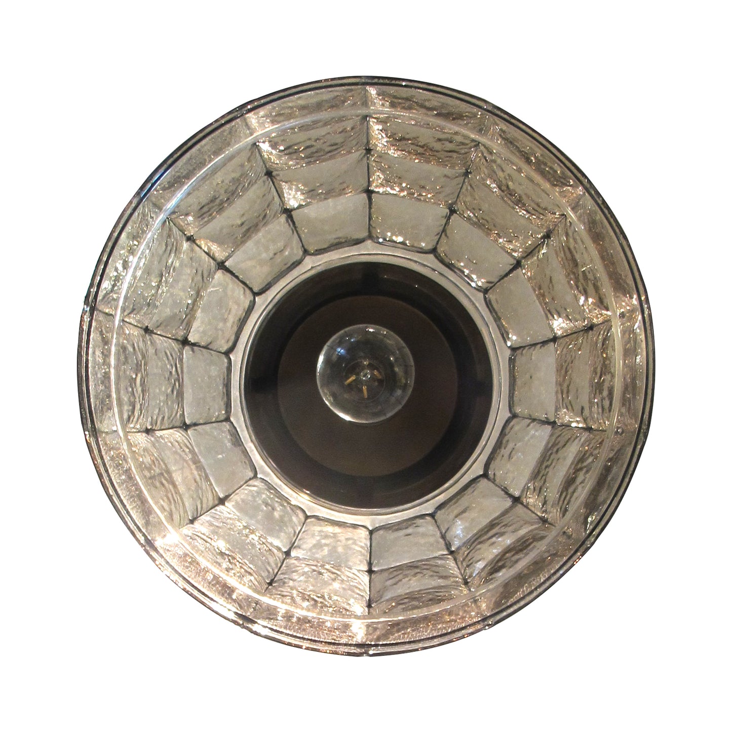 1960s Glashütte Limburg Pendant Light with Textured Glass Dome, German
