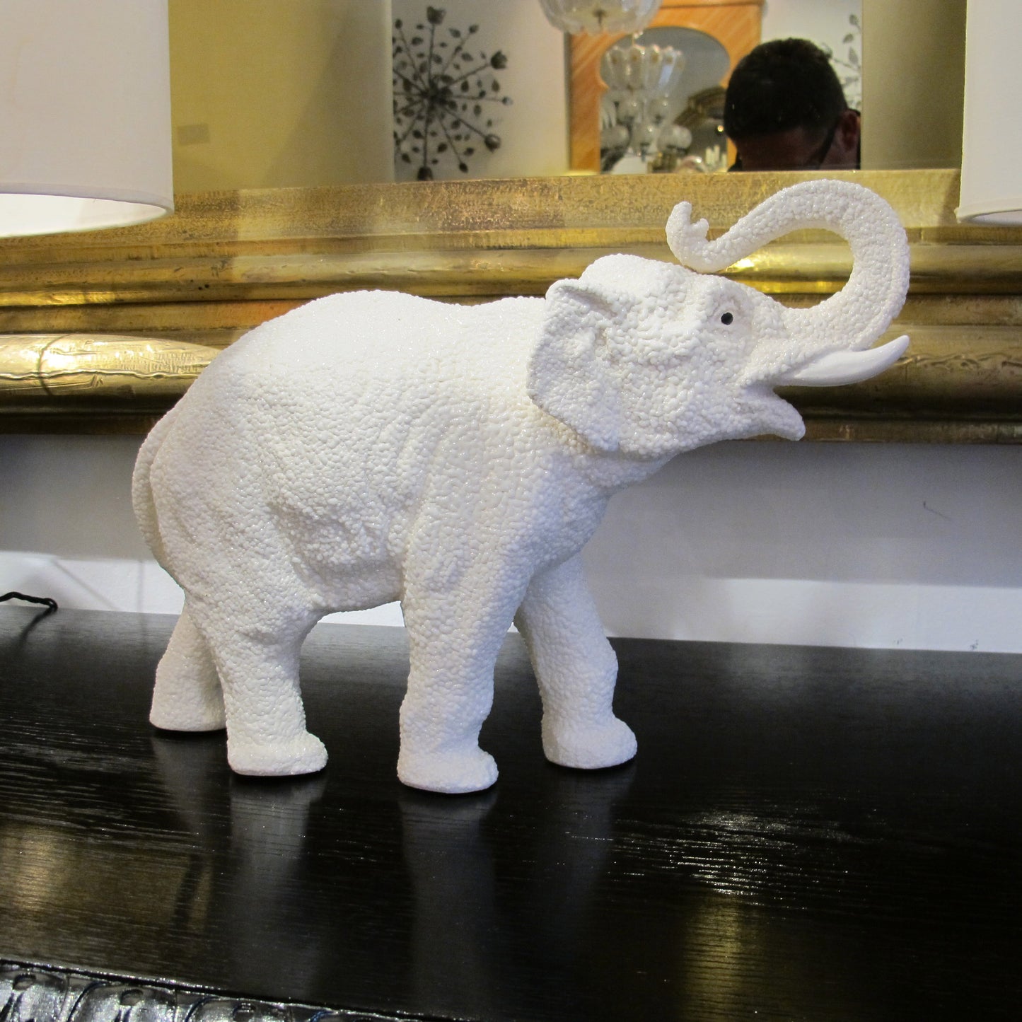 Vintage White Ceramic Elephant – Sèvres, French 1950