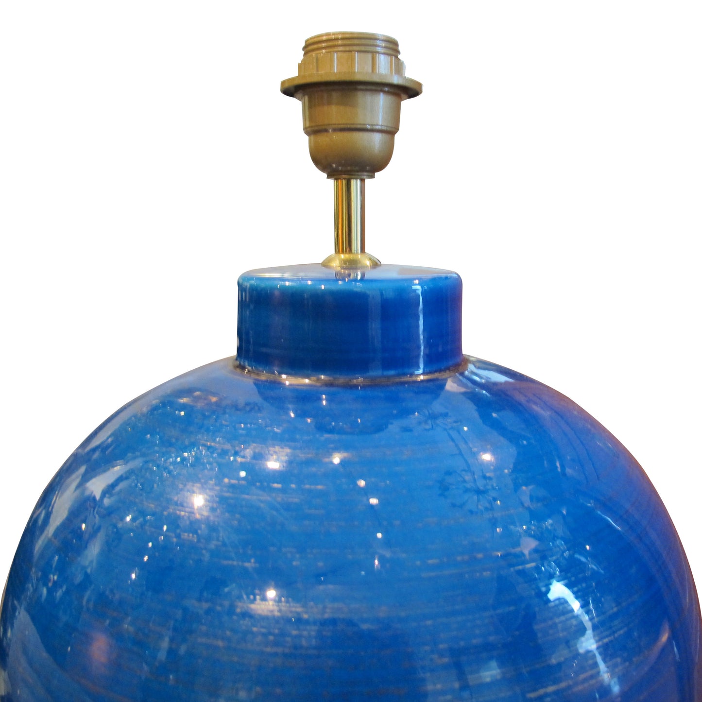 Vintage Blue Ceramic Lamp – Signed L. Drummer, French 1970s