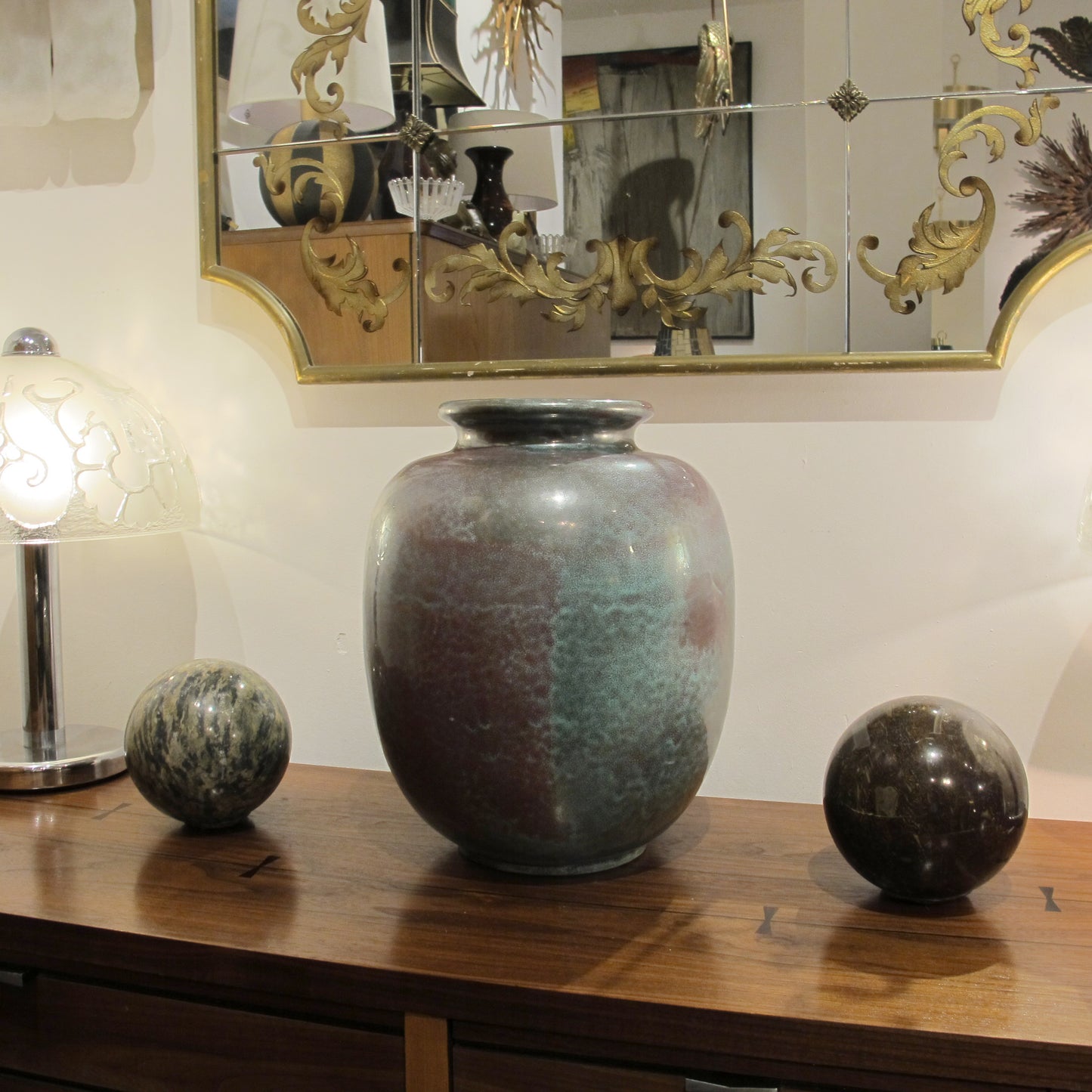 Large West German Glazed Ceramic Vase, Mid 1940s