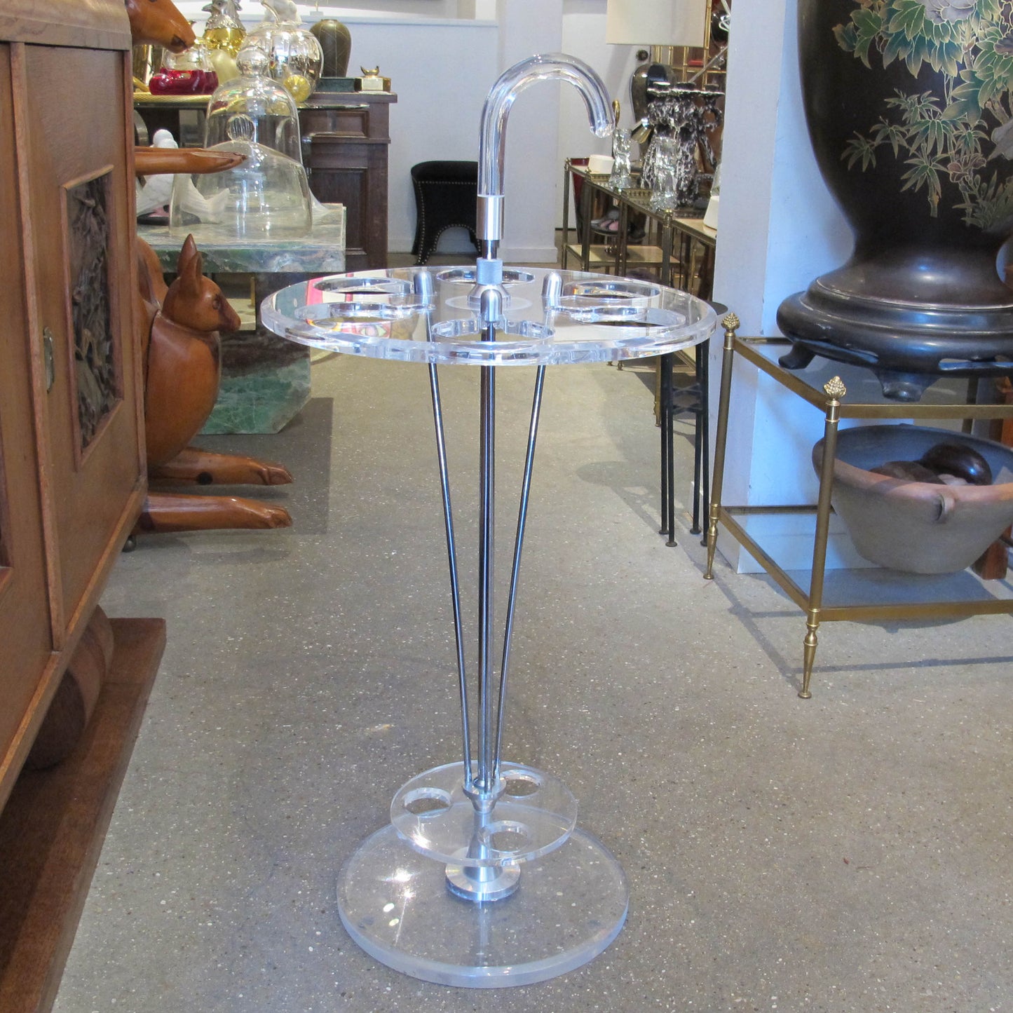 1970s French Perspex & Chrome Umbrella Stand