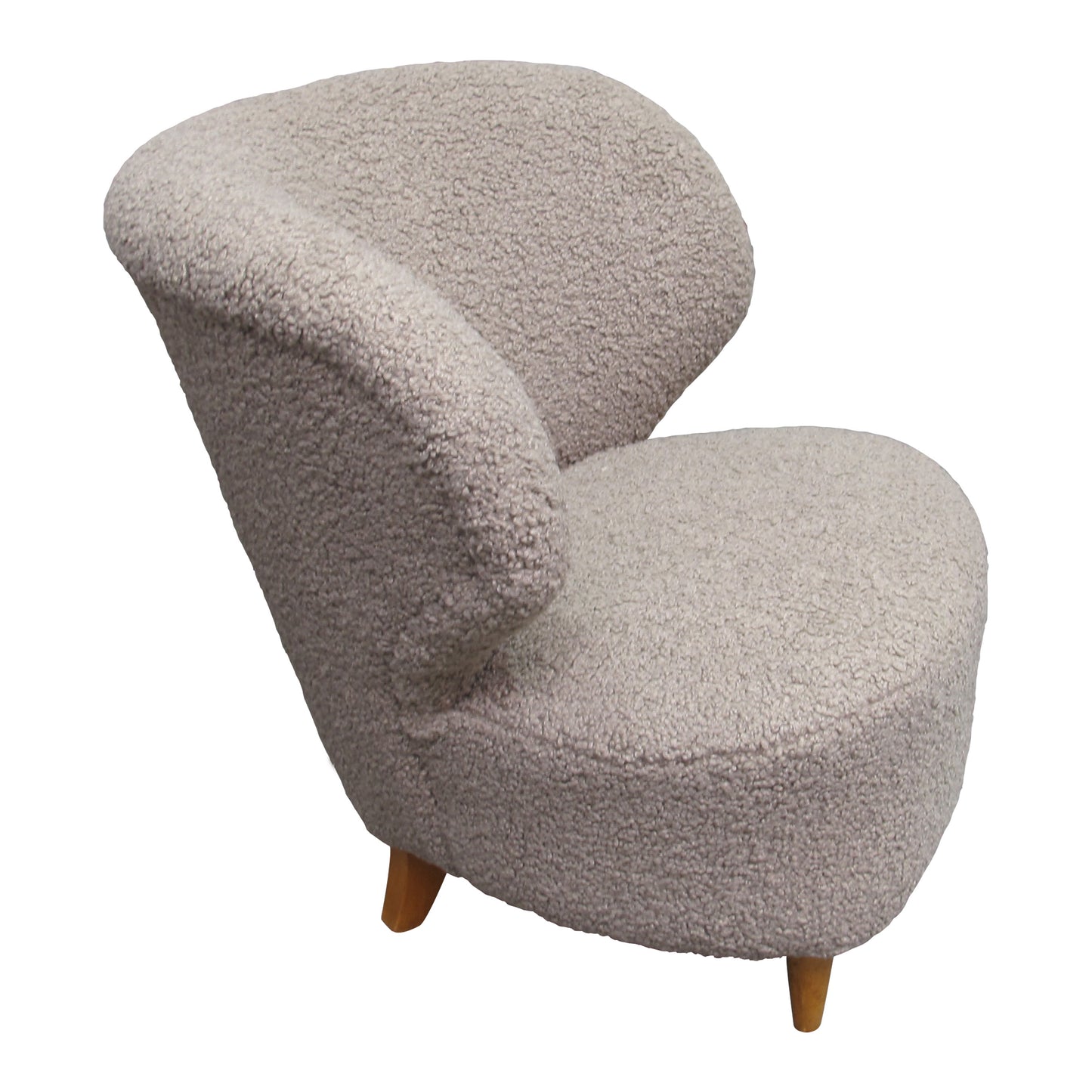 Pair of Finnish 1940s Armchairs Reupholstered in Plush Bouclé Fabric