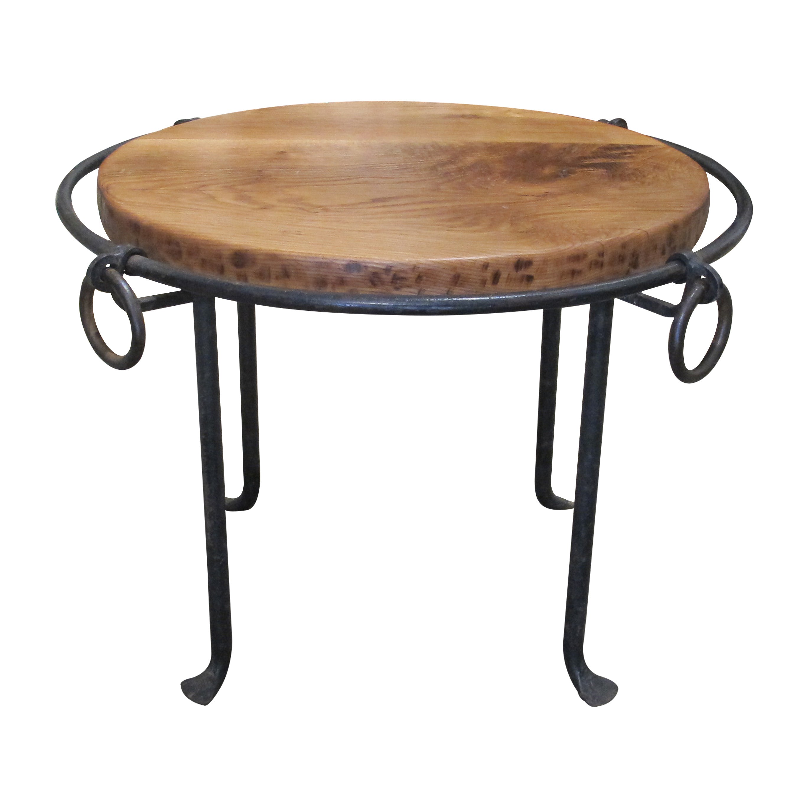 Mid-Century French Wrought Iron and Oak Coffee Table – Les Trois