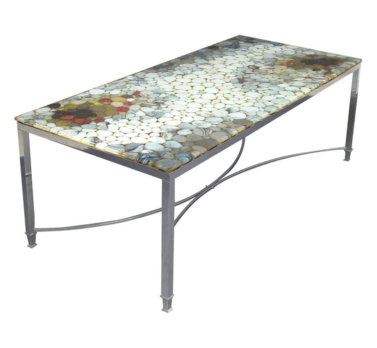 Scandinavian 1970s Coffee Table With Natural Stone and Acrylic Top