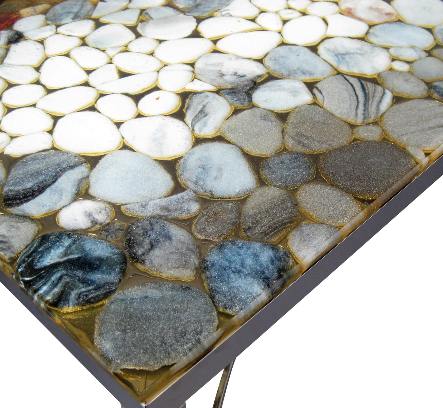 Scandinavian 1970s Coffee Table With Natural Stone and Acrylic Top