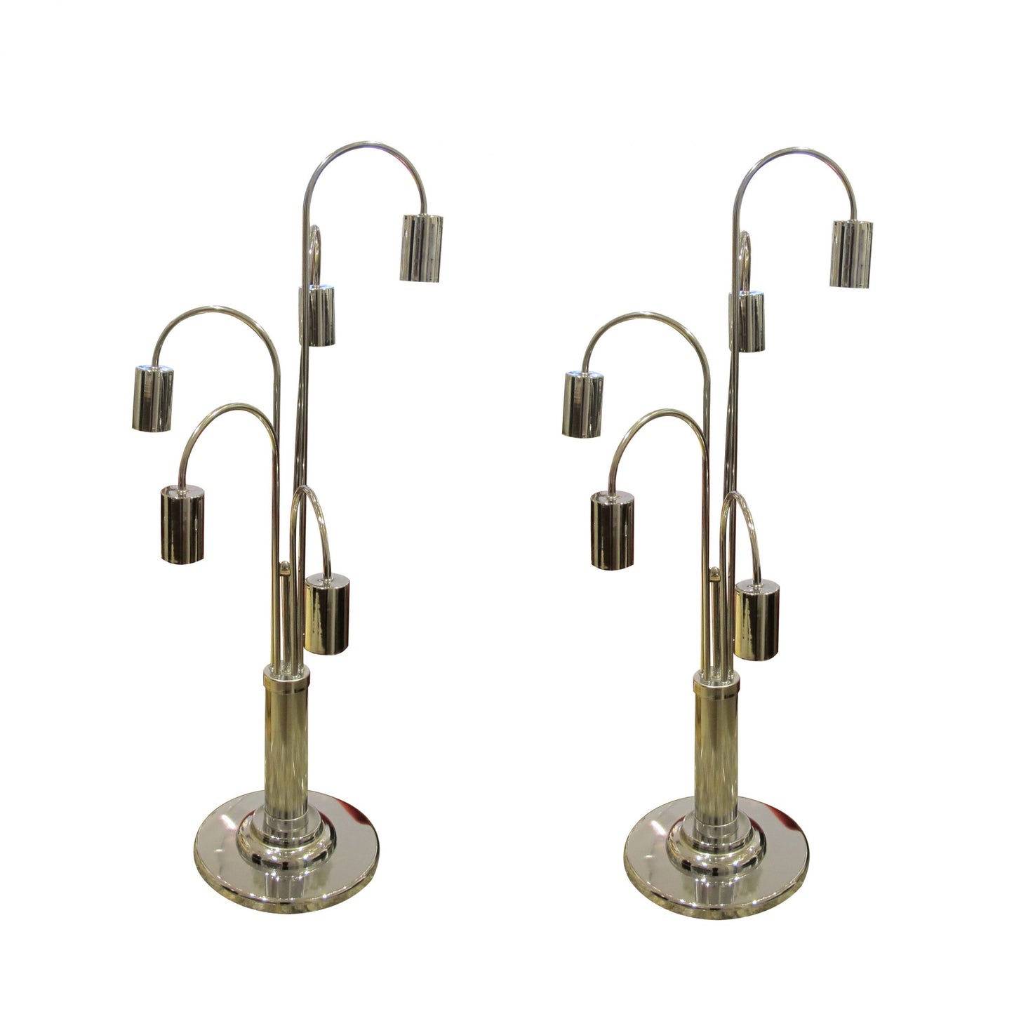 Pair of waterfall Chrome table lamps