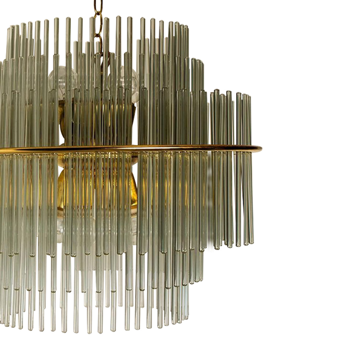 1970s Waterfall Glass Rods Chandelier Designed by G. Sciolari for Lightolier