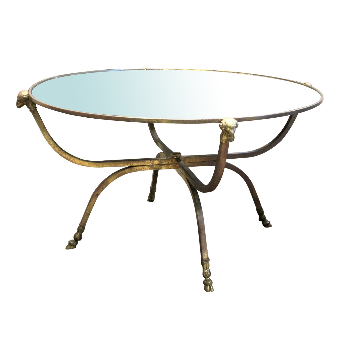 Maison Jansen Round Coffee Table with Rams head accent, 1950s