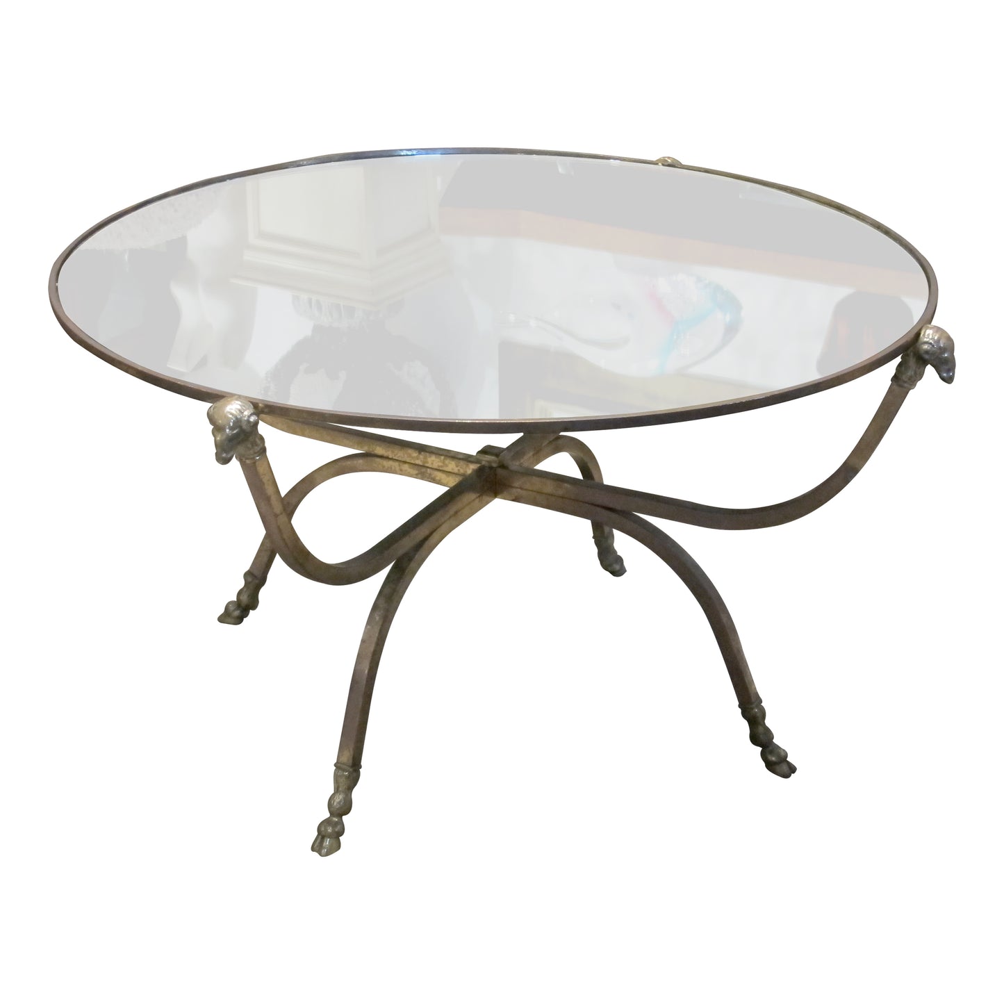 Maison Jansen Round Coffee Table with Rams head accent, 1950s